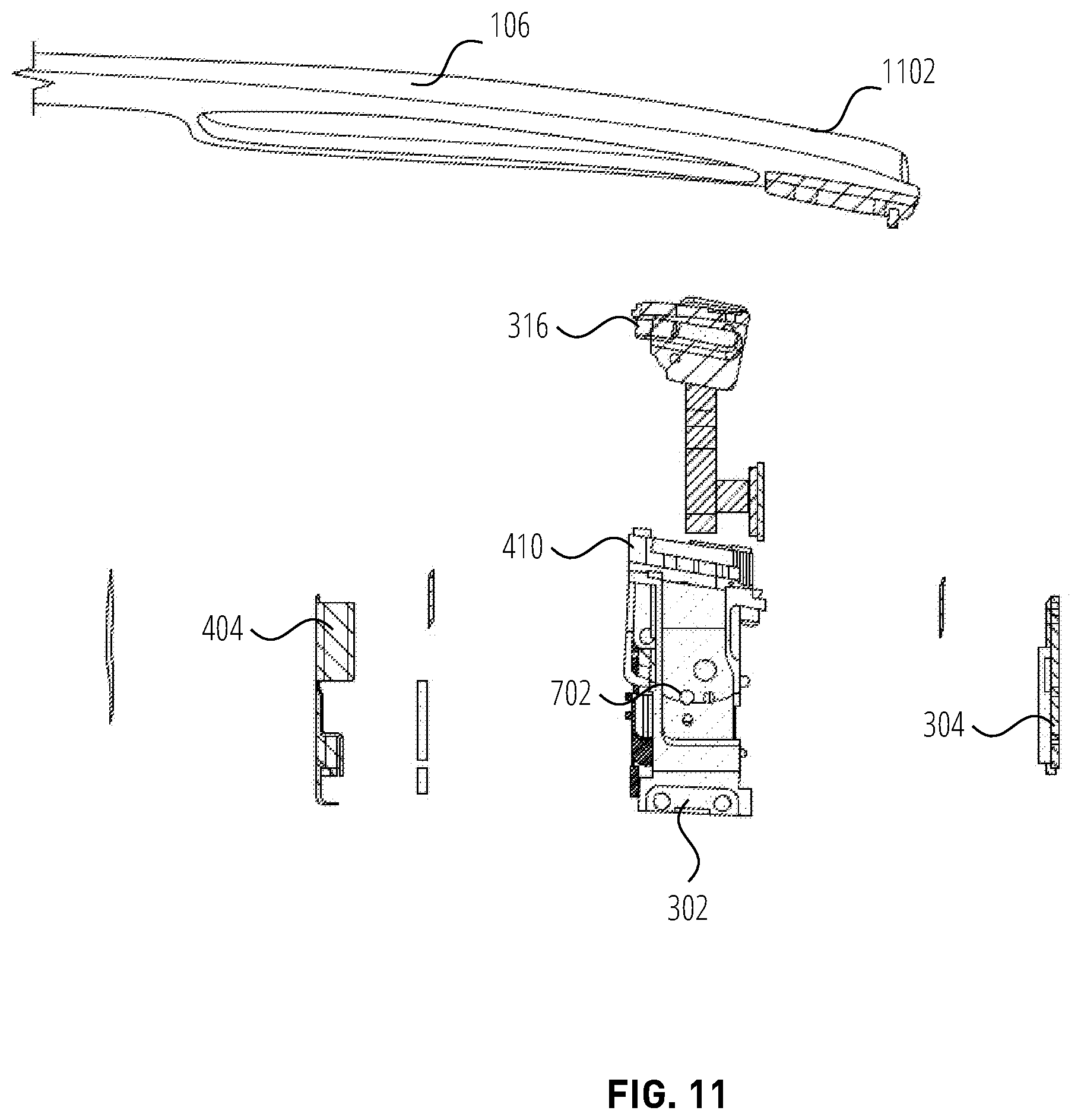 Patent US12174390 Figure 11 – Support arm thermal structure for extended reality glasses