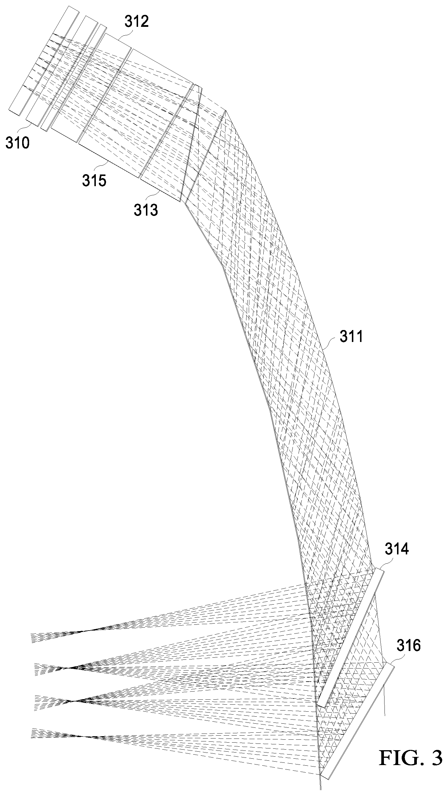 Patent US12174395 Figure 3 – Head mounted display with lightguide and multiple combiners