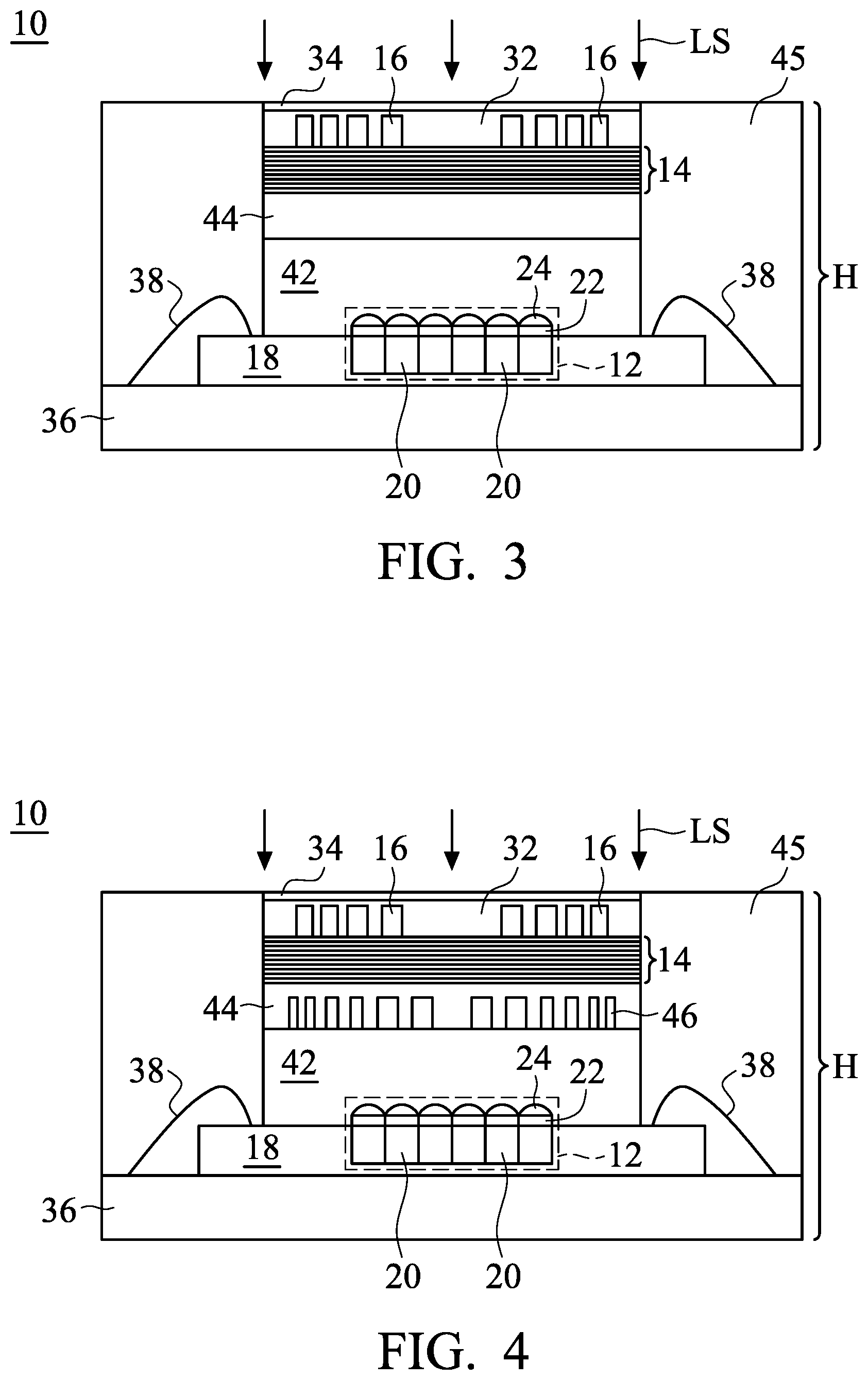 Patent US12174405 Figure 2 – Optical structure having polymer-covered protrusions contacting bandpass filter