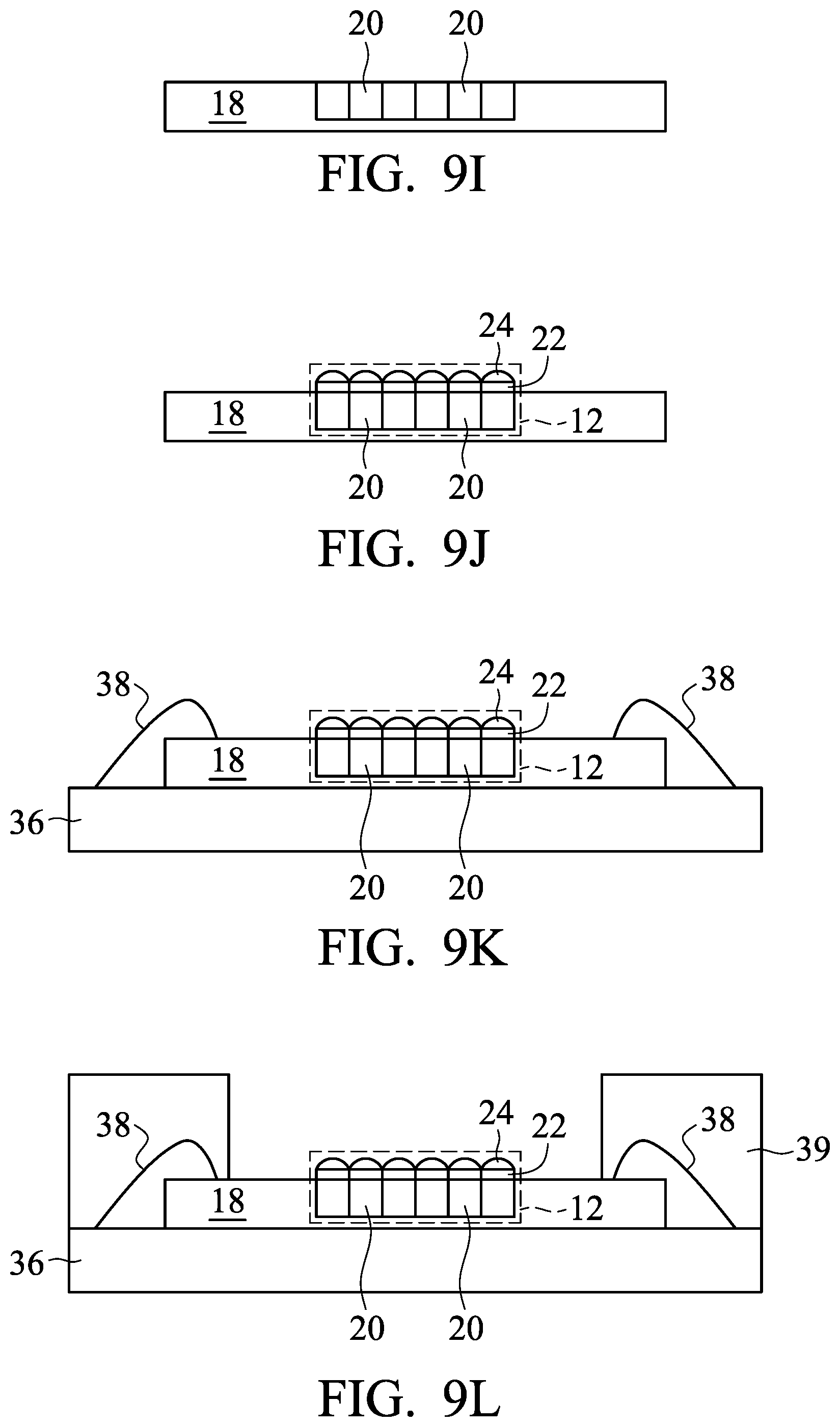 Patent US12174405 Figure 9 – Optical structure having polymer-covered protrusions contacting bandpass filter