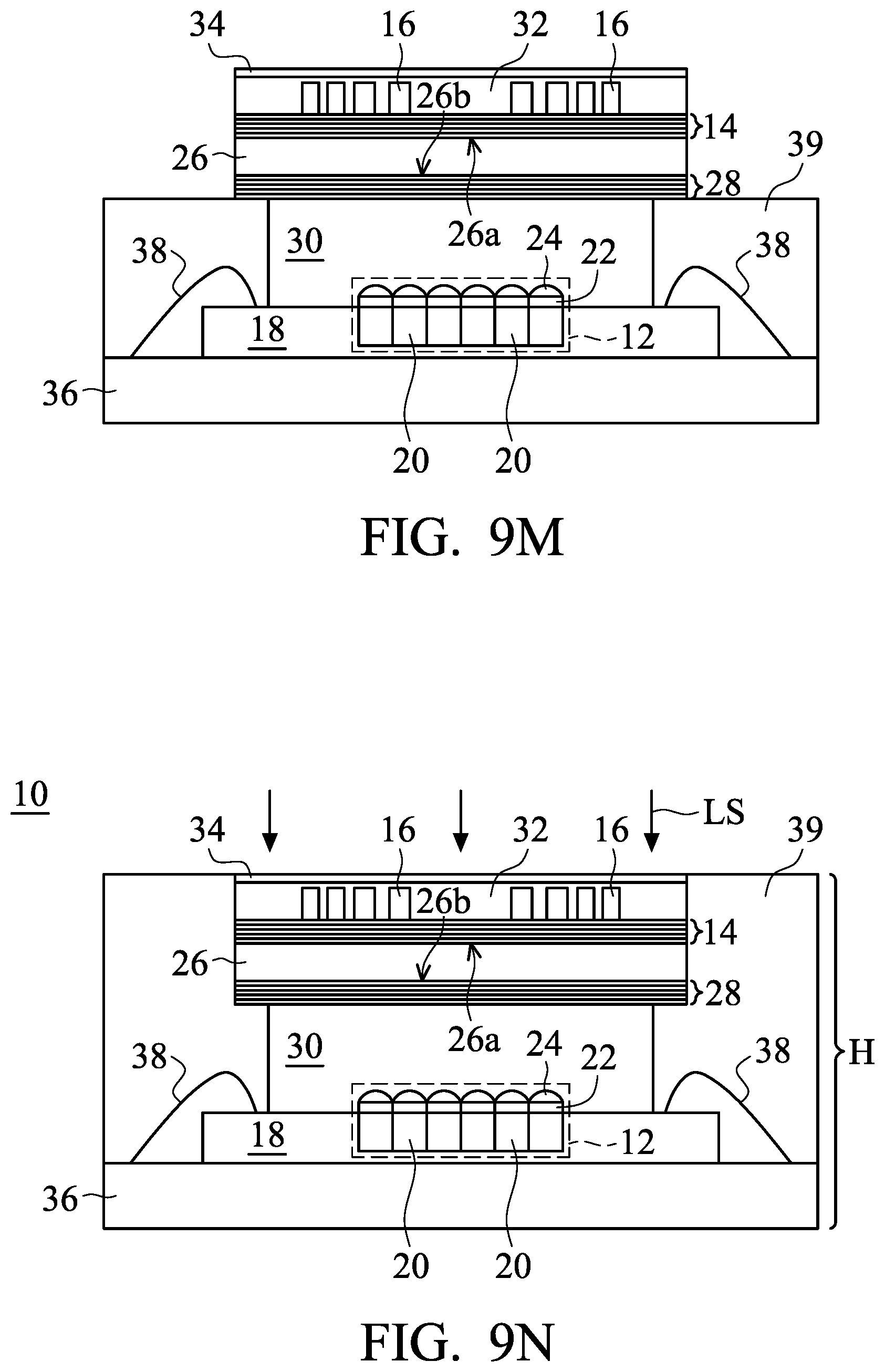 Patent US12174405 Figure 10 – Optical structure having polymer-covered protrusions contacting bandpass filter