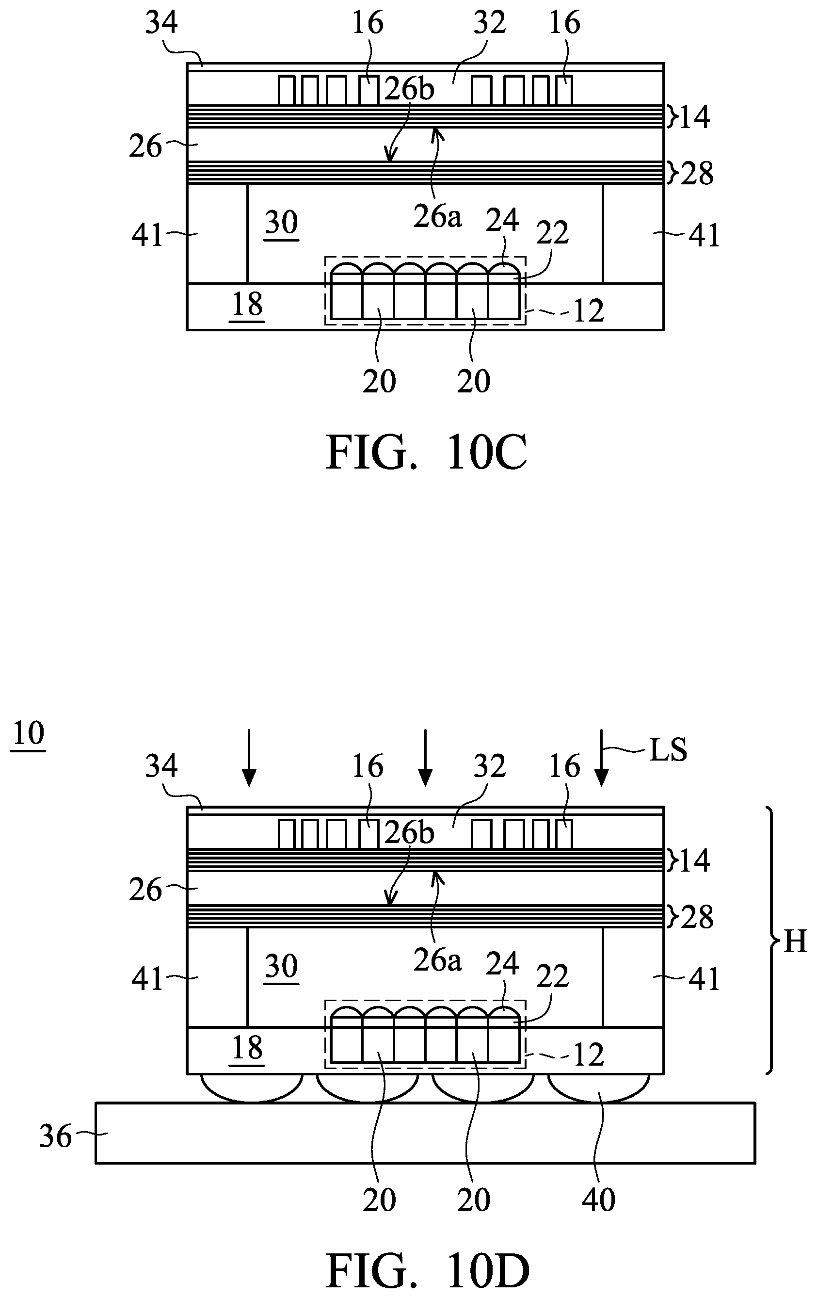 Patent US12174405 Figure 12 – Optical structure having polymer-covered protrusions contacting bandpass filter