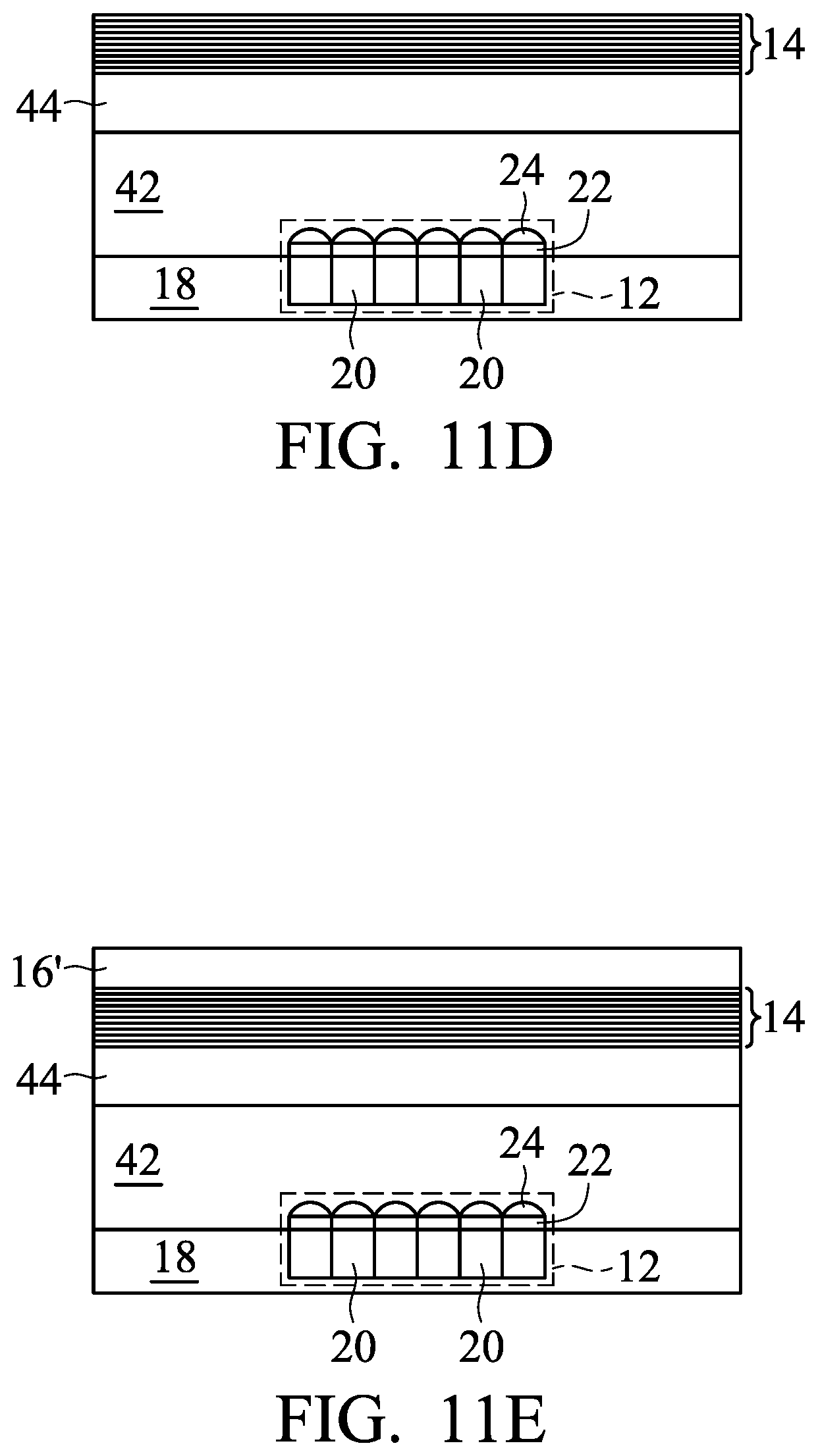 Patent US12174405 Figure 14 – Optical structure having polymer-covered protrusions contacting bandpass filter