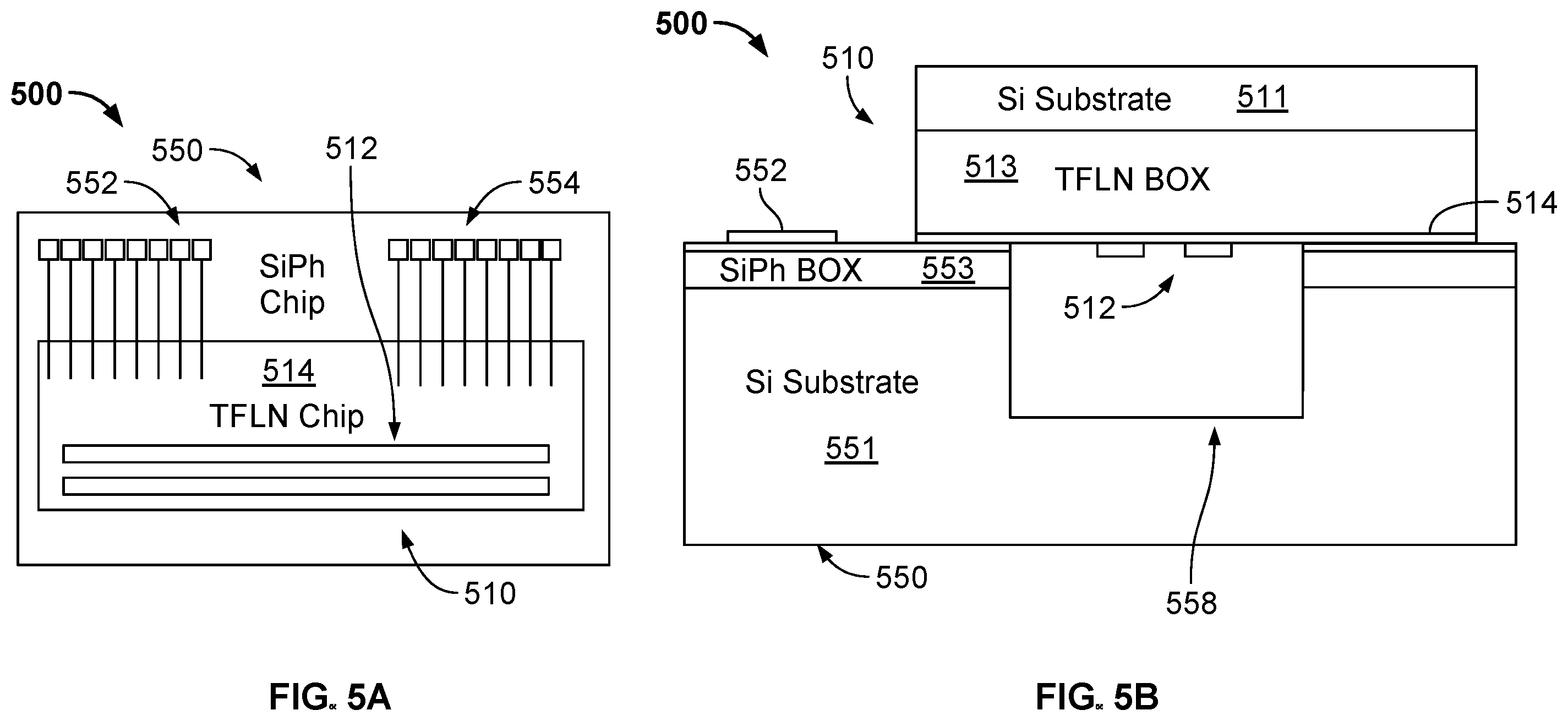 Patent US12174419 Figure 5 – Thin film lithium niobate hybrid photonics packaging