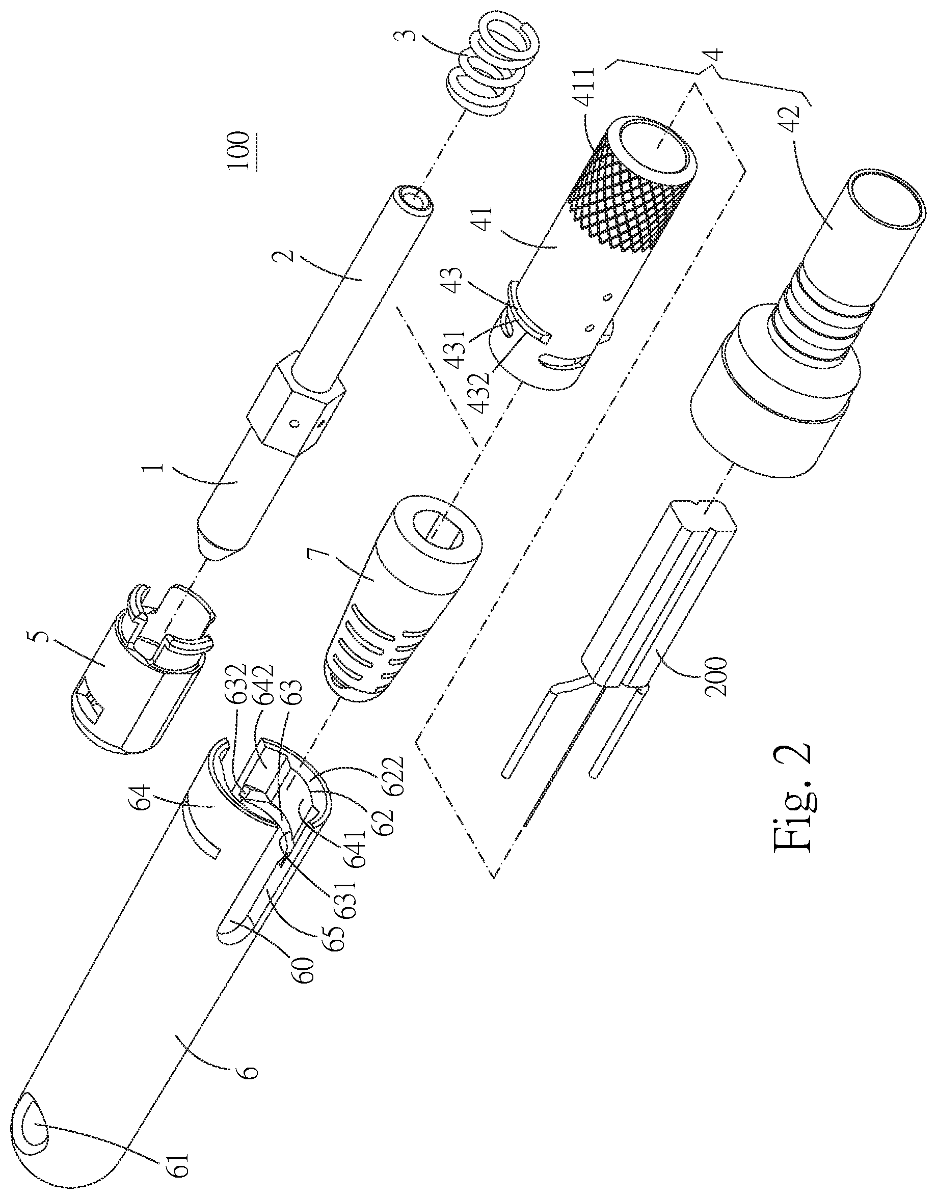 Patent US12174429 Figure 2 – Optical-fiber connector with a protective cap and standard connector