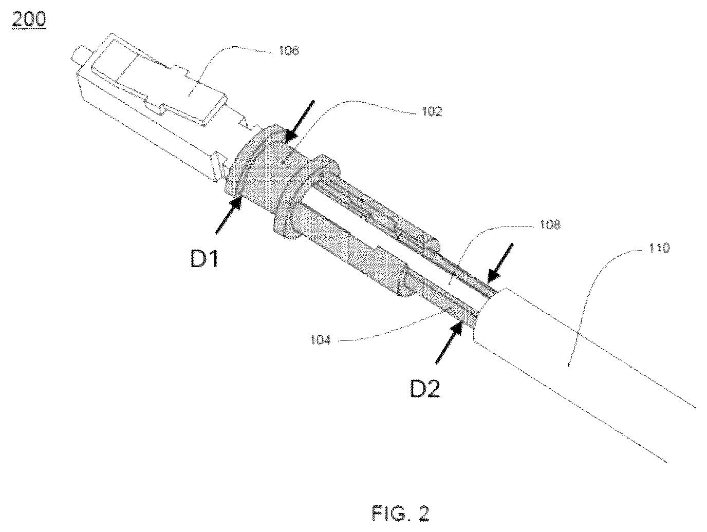 Patent US12174435 Figure 2 – Integrated boot for a protected cable connector assembly