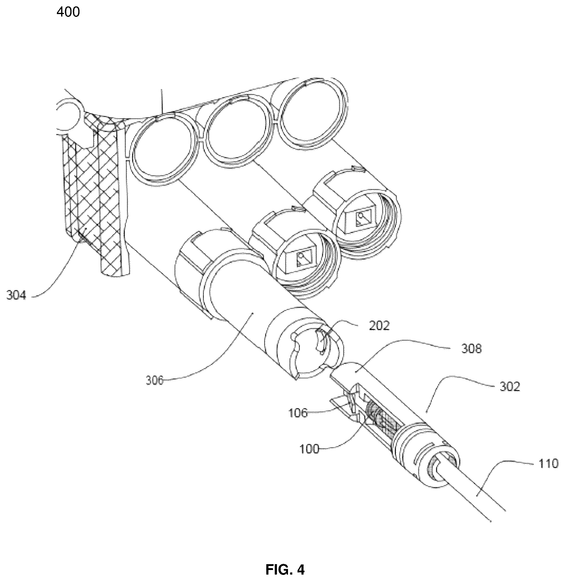 Patent US12174435 Figure 4 – Integrated boot for a protected cable connector assembly