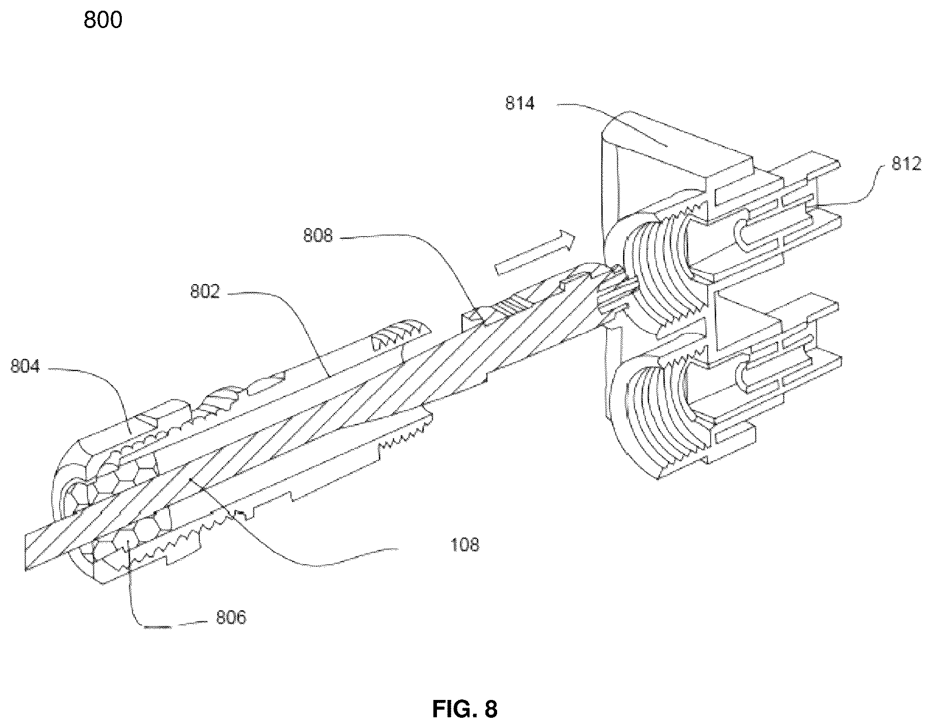 Patent US12174435 Figure 8 – Integrated boot for a protected cable connector assembly