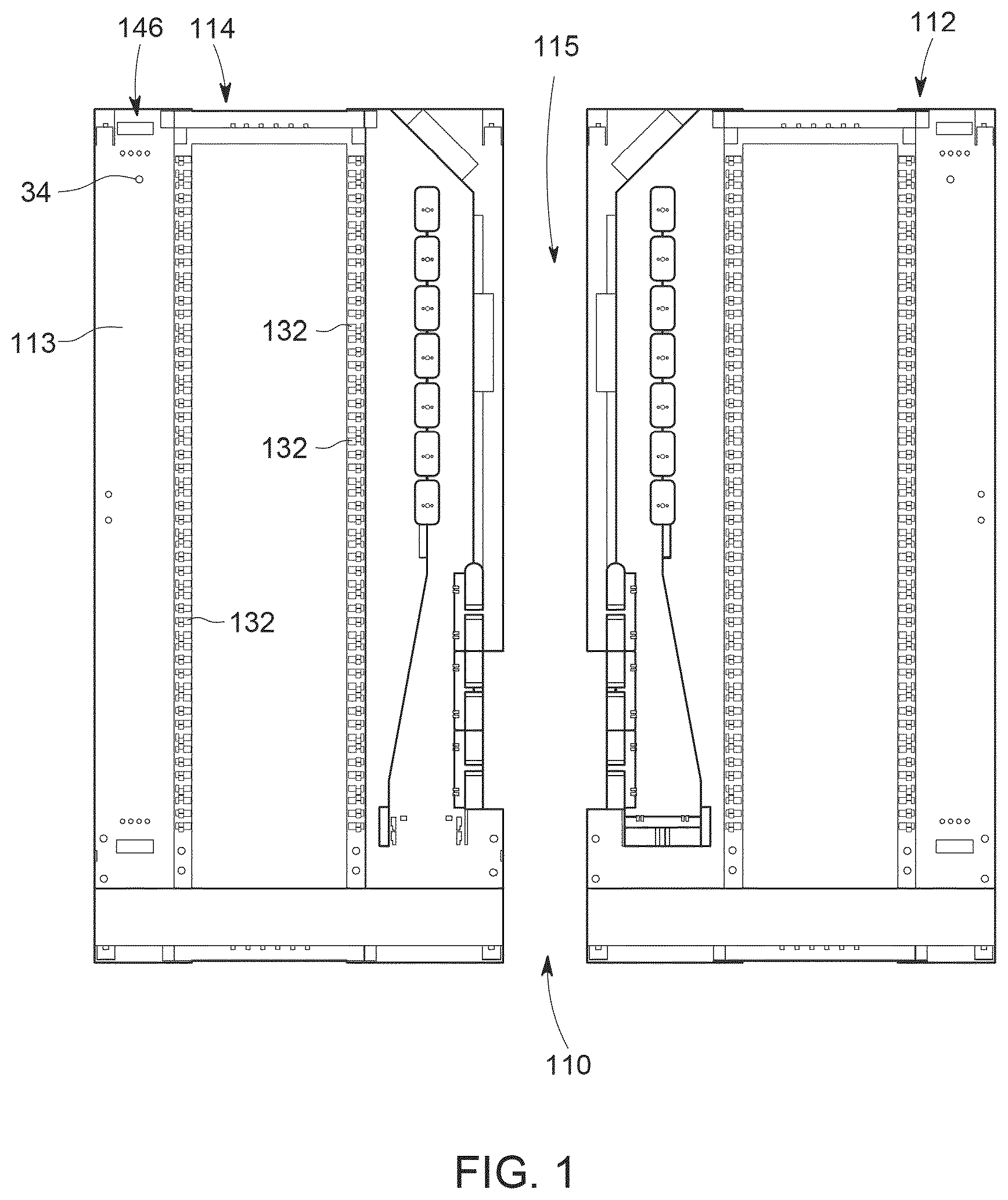 Patent US12174443 Figure 1 – Cable termination units for optical fiber distribution elements