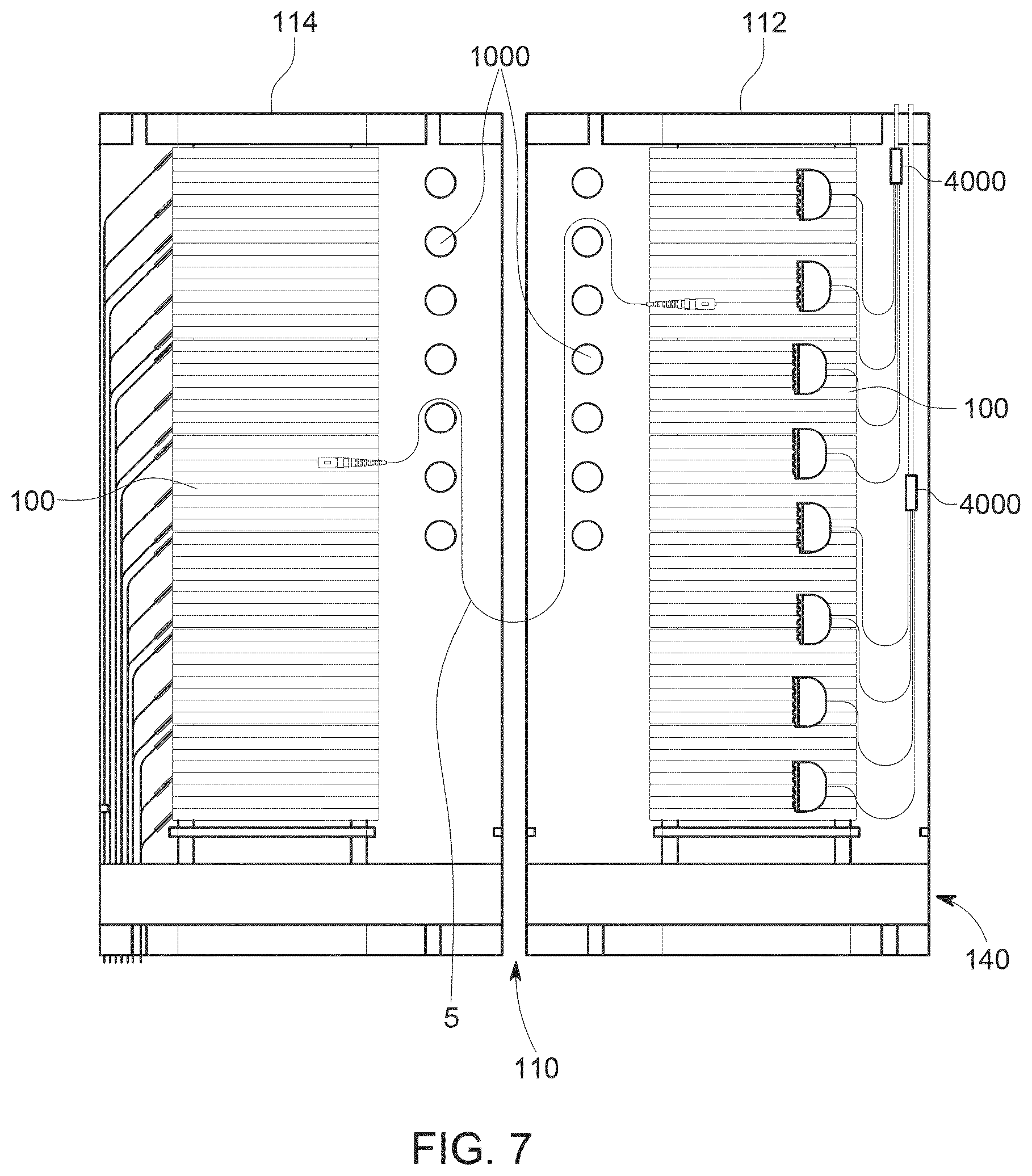 Patent US12174443 Figure 7 – Cable termination units for optical fiber distribution elements