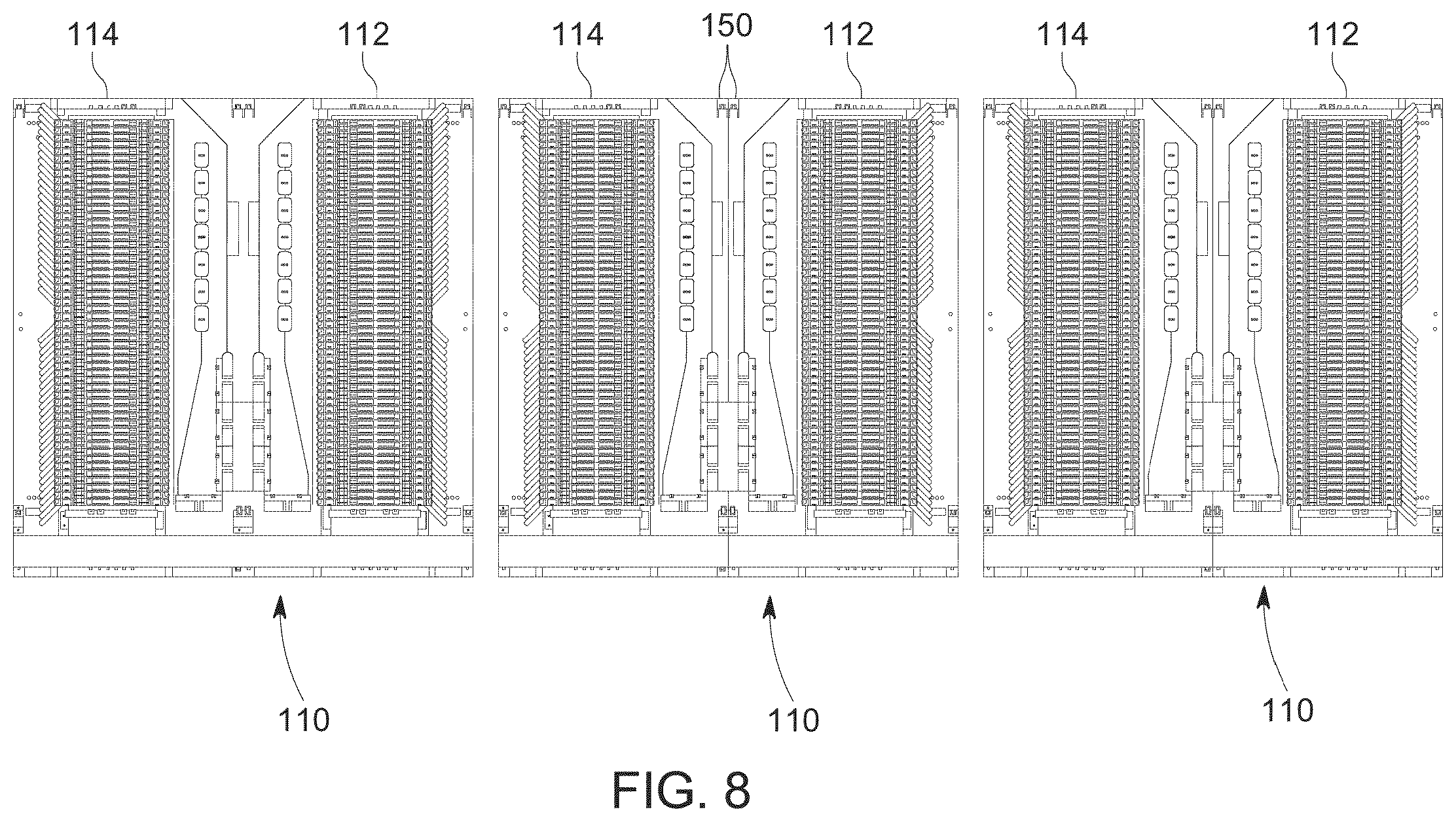 Patent US12174443 Figure 8 – Cable termination units for optical fiber distribution elements