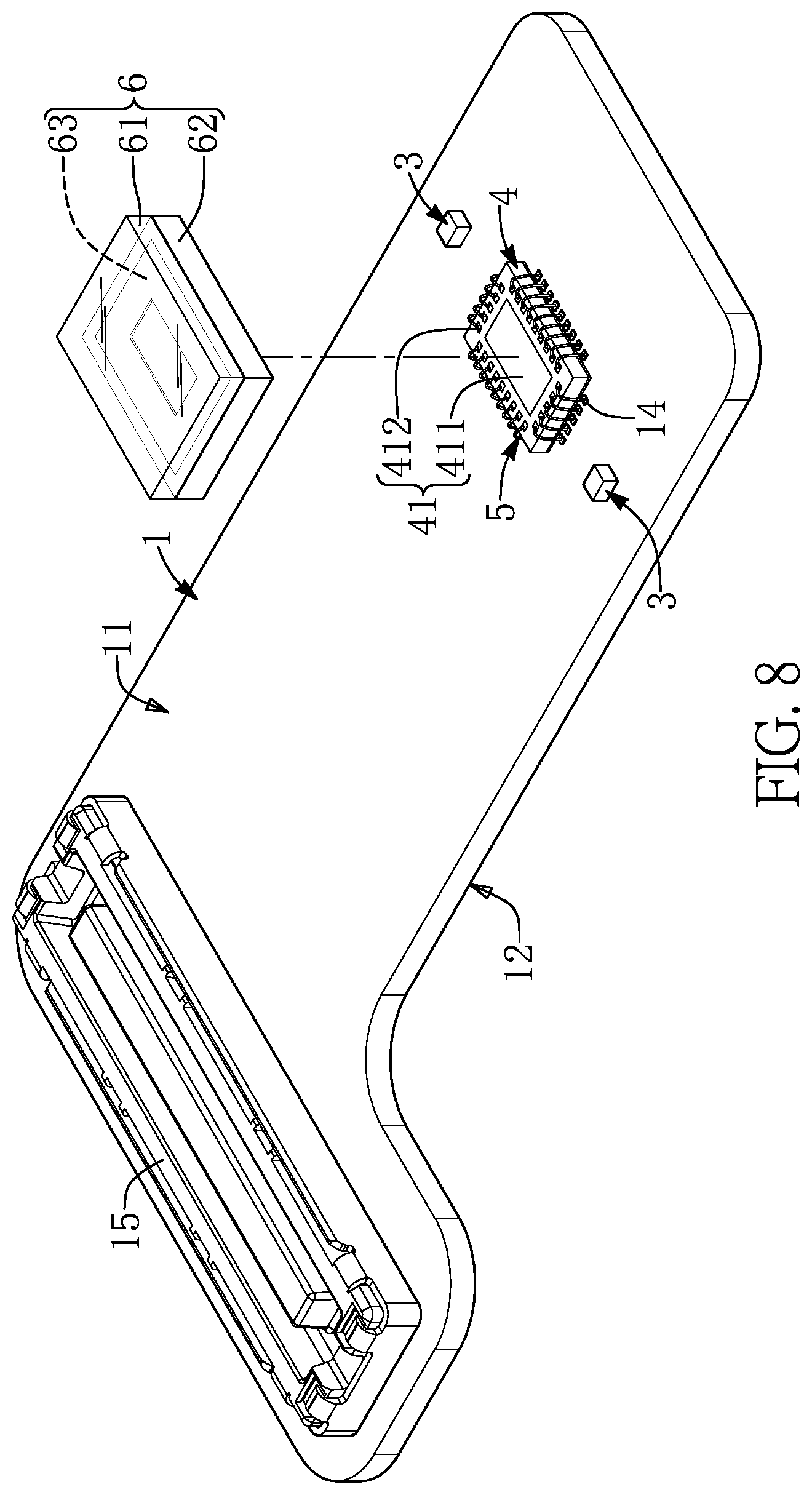 Patent US12174446 Figure 8 – Sensor lens assembly having non-soldering configuration