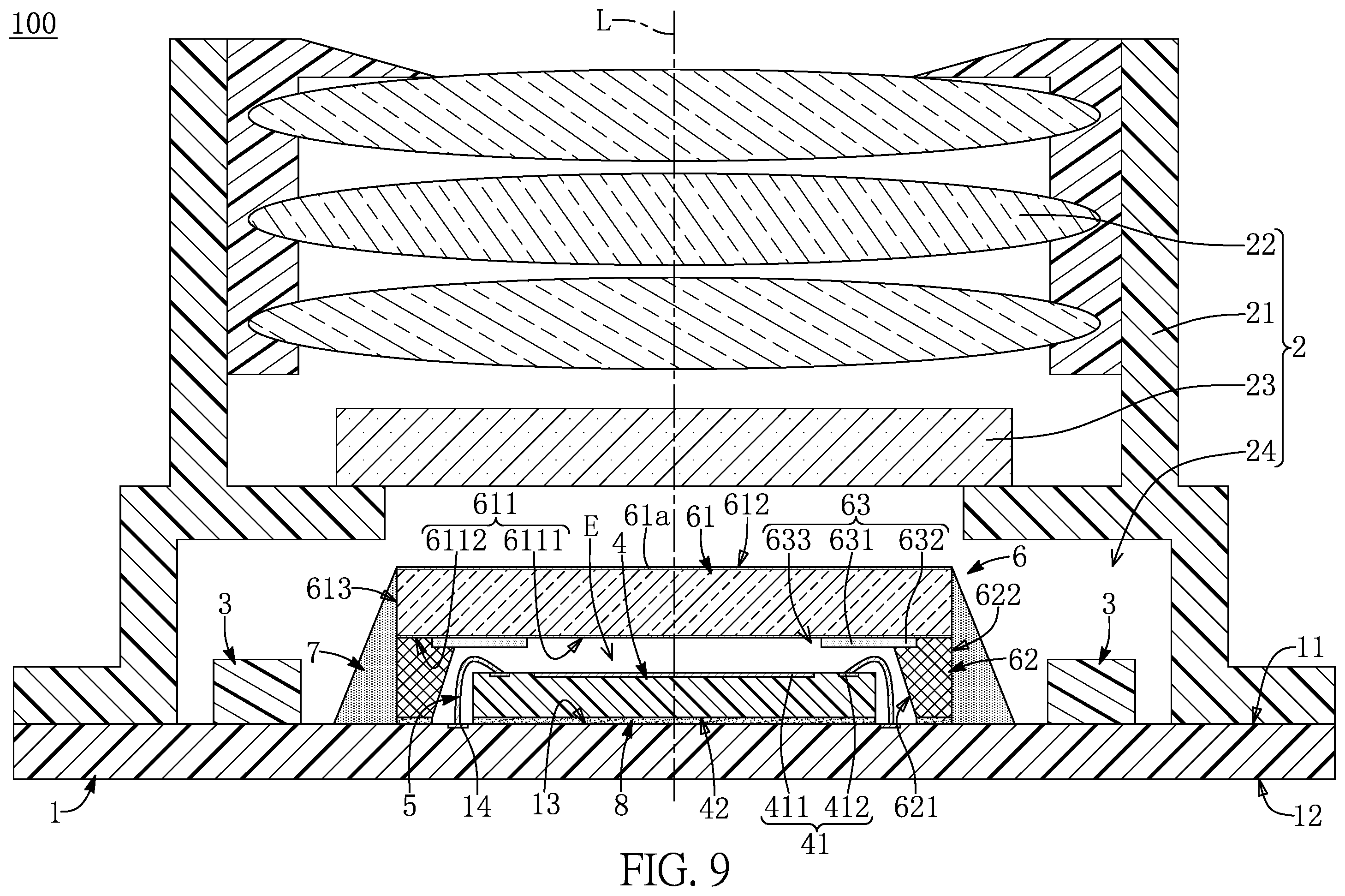 Patent US12174446 Figure 9 – Sensor lens assembly having non-soldering configuration