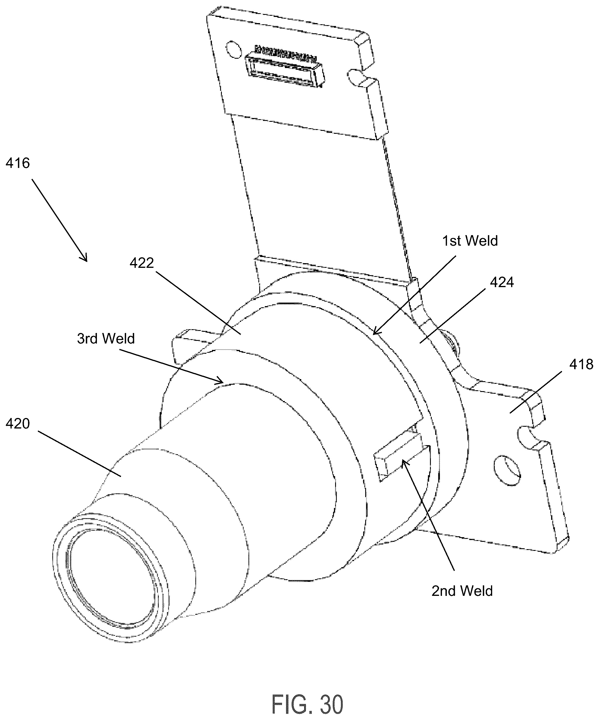 Patent US12174448 Figure 18 – Vehicular camera assembly process using welding to secure lens relative to camera image plane