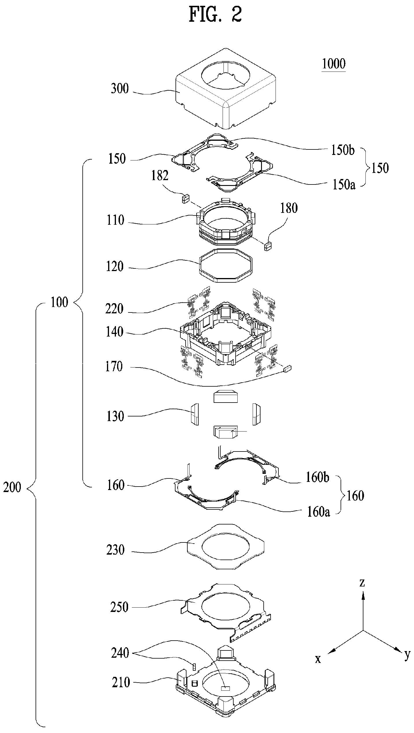 Patent US12174450 Figure 2 – Lens moving apparatus with a bobbin comprising a groove and elastic members and camera module including the same
