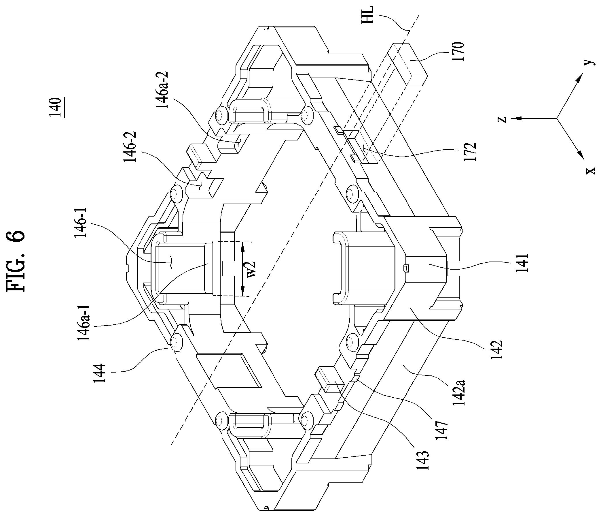 Patent US12174450 Figure 6 – Lens moving apparatus with a bobbin comprising a groove and elastic members and camera module including the same