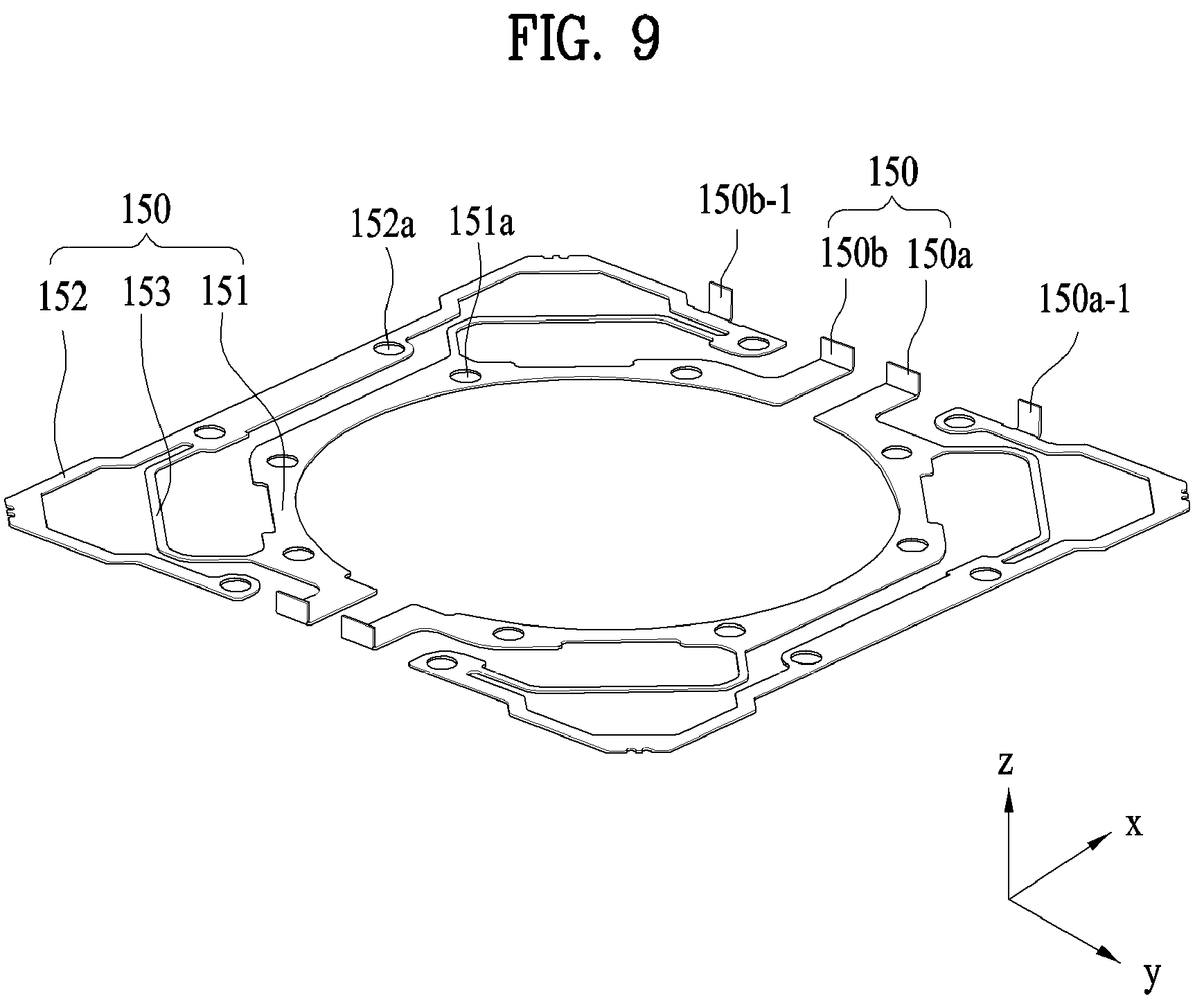 Patent US12174450 Figure 9 – Lens moving apparatus with a bobbin comprising a groove and elastic members and camera module including the same