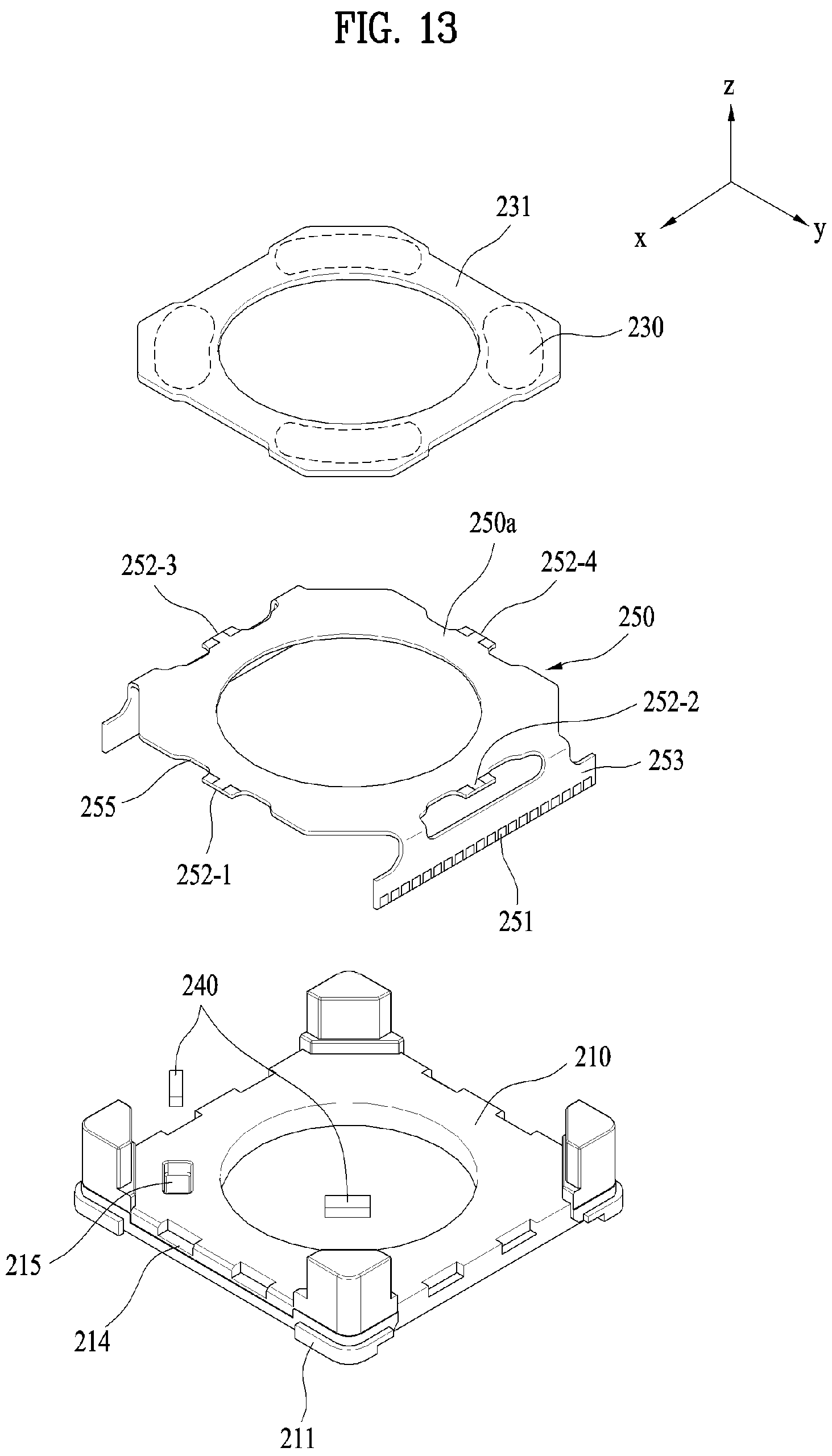 Patent US12174450 Figure 13 – Lens moving apparatus with a bobbin comprising a groove and elastic members and camera module including the same