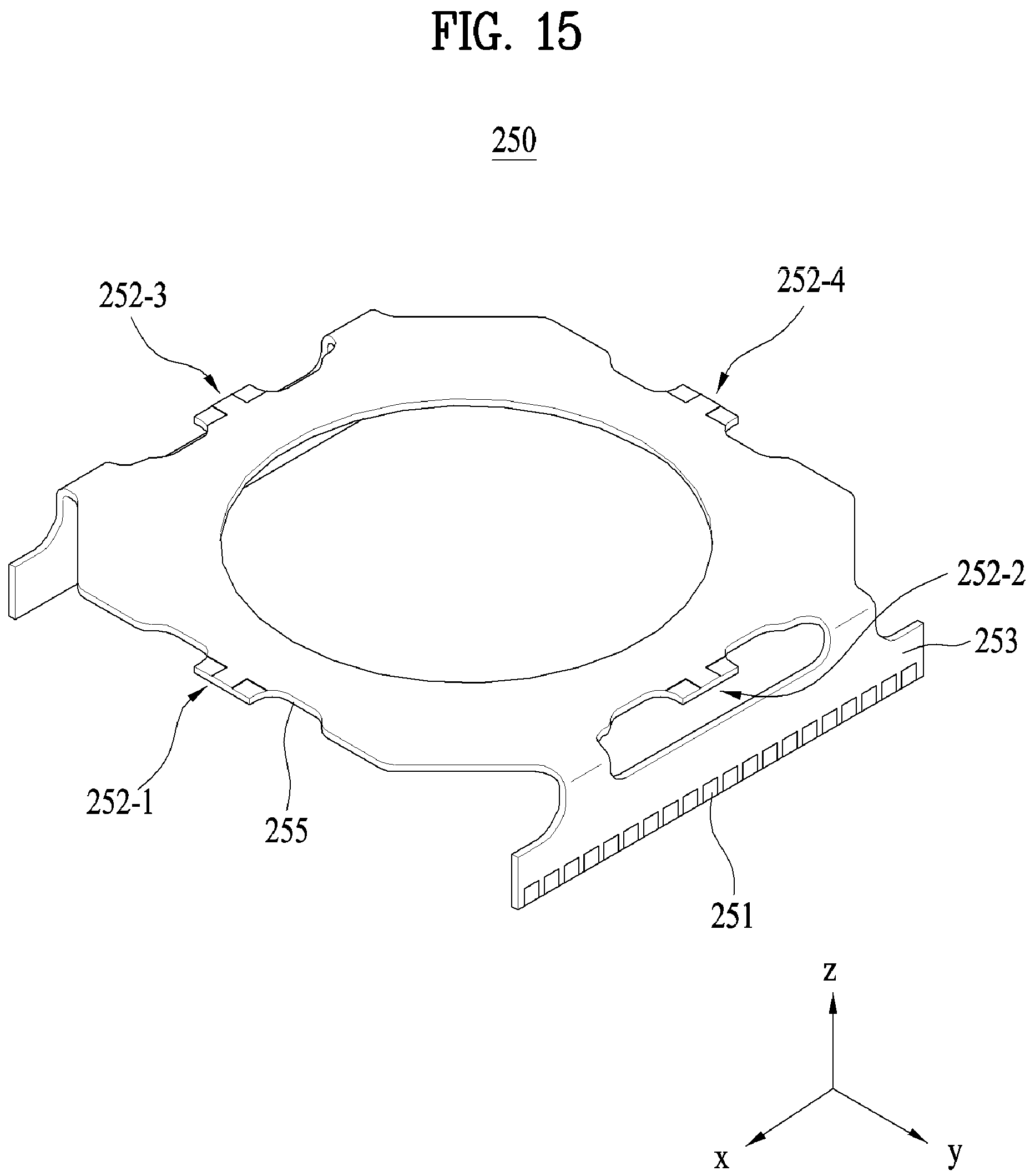 Patent US12174450 Figure 15 – Lens moving apparatus with a bobbin comprising a groove and elastic members and camera module including the same