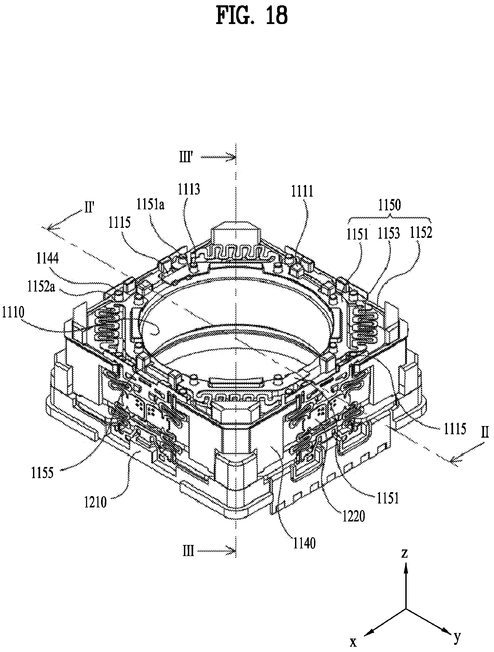 Patent US12174450 Figure 18 – Lens moving apparatus with a bobbin comprising a groove and elastic members and camera module including the same