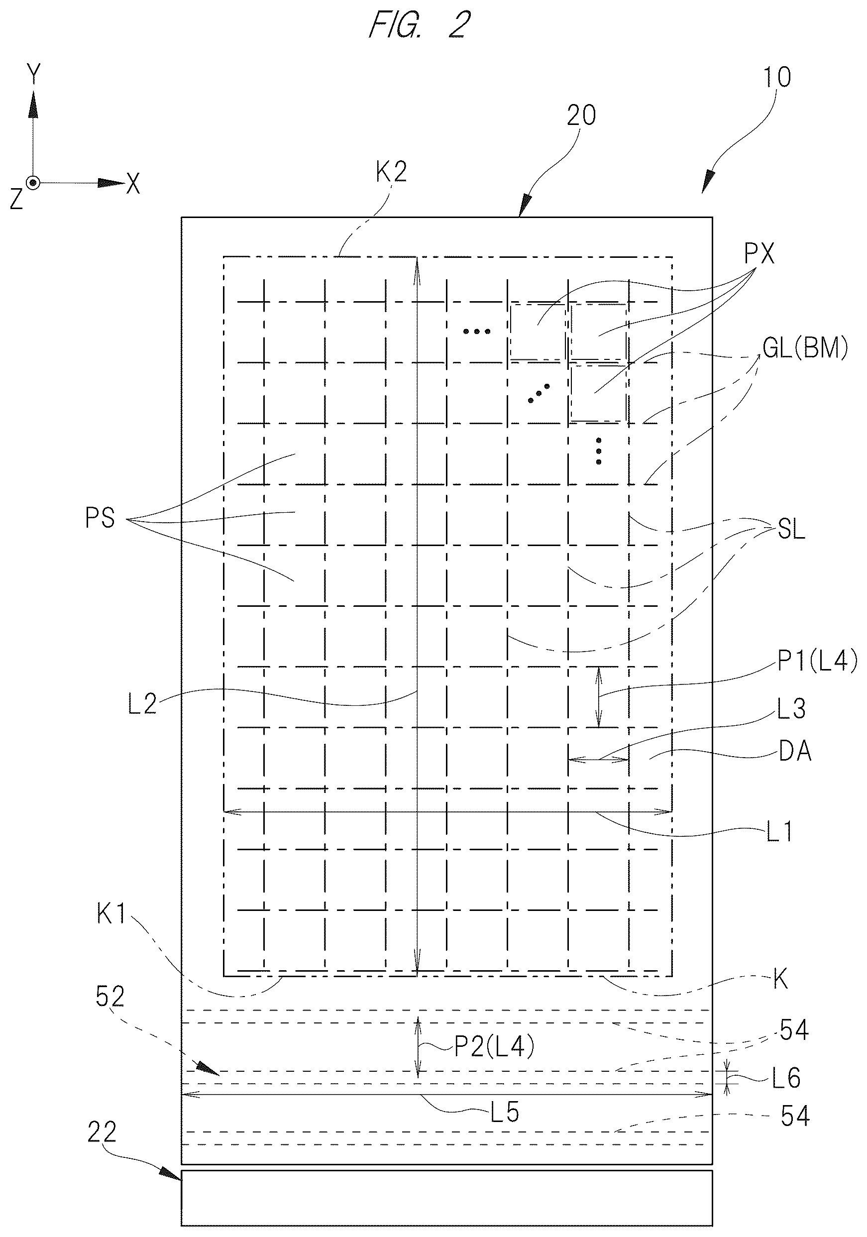 Patent US12174481 Figure 2 – Display device comprising a partition section having a plurality of structures arranged at intervals and a diffraction section configured to diffract a plurality of lights