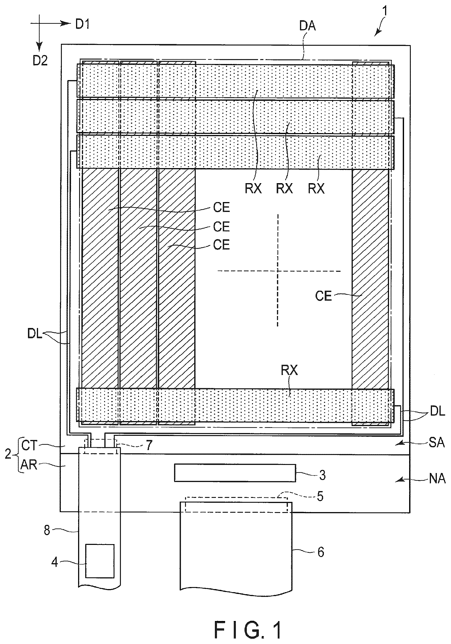 Patent US12174495 Figure 1 – Display device comprising a first common electrode physically separated from a second common electrode by a first slit overlapping a first image signal line and a first metal line