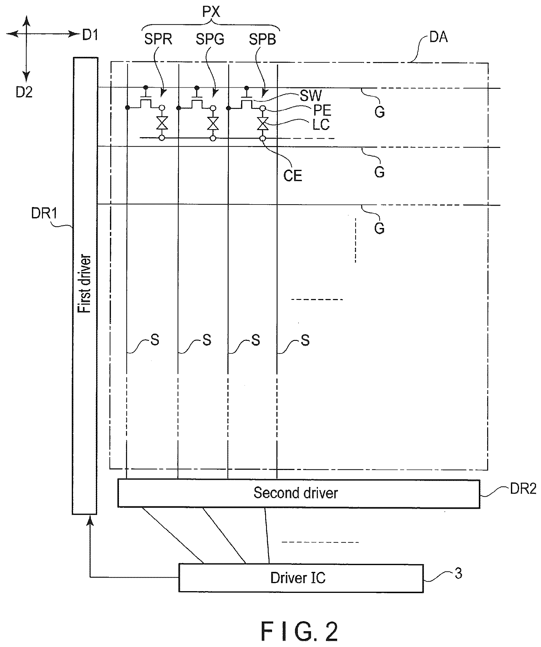 Patent US12174495 Figure 2 – Display device comprising a first common electrode physically separated from a second common electrode by a first slit overlapping a first image signal line and a first metal line