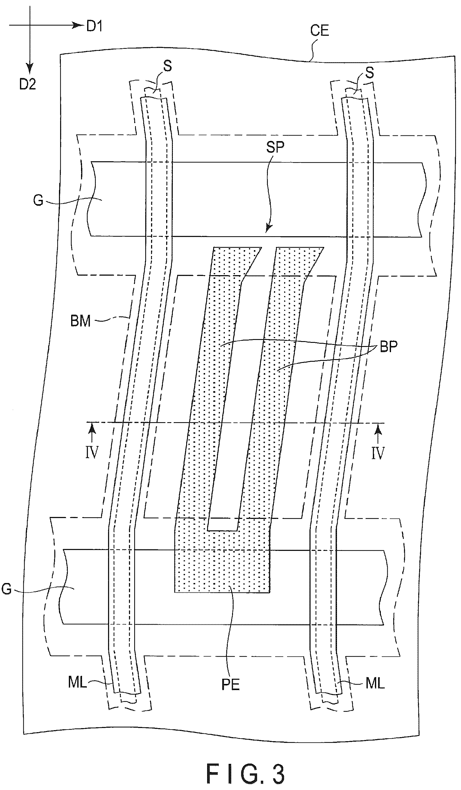 Patent US12174495 Figure 3 – Display device comprising a first common electrode physically separated from a second common electrode by a first slit overlapping a first image signal line and a first metal line