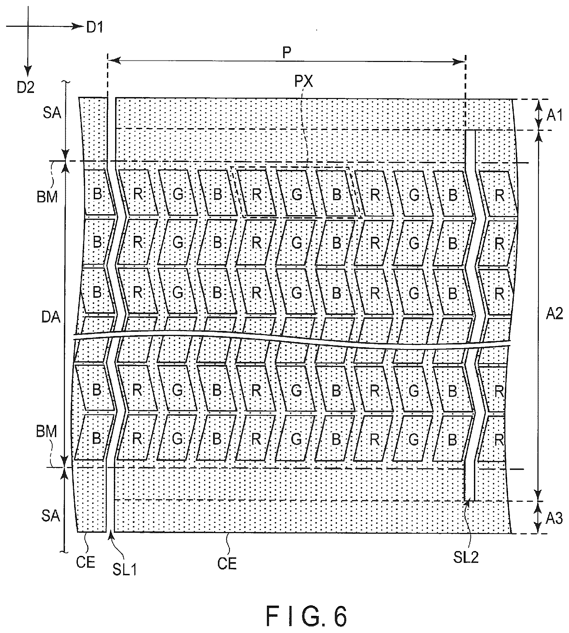 Patent US12174495 Figure 5 – Display device comprising a first common electrode physically separated from a second common electrode by a first slit overlapping a first image signal line and a first metal line