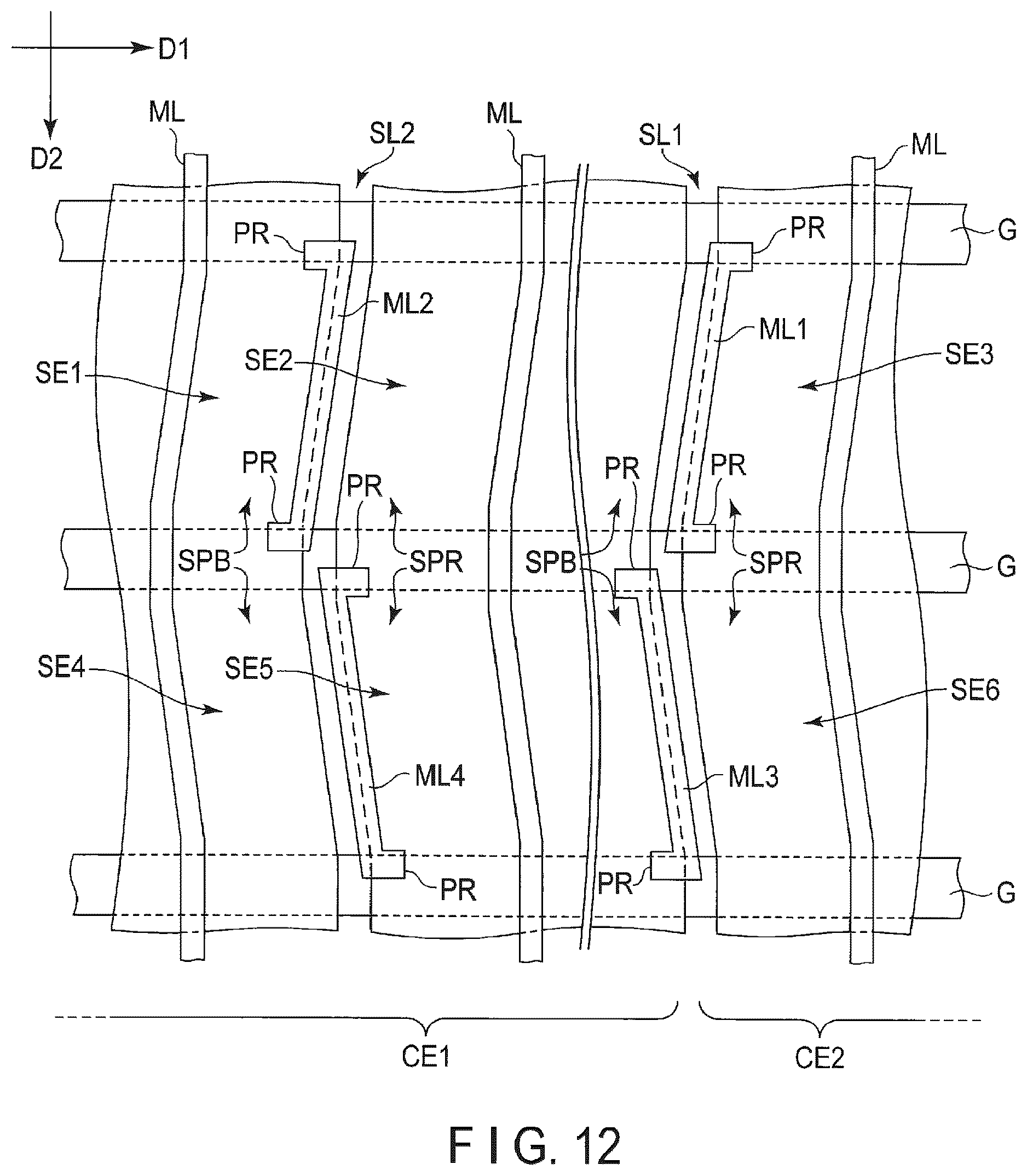 Patent US12174495 Figure 9 – Display device comprising a first common electrode physically separated from a second common electrode by a first slit overlapping a first image signal line and a first metal line