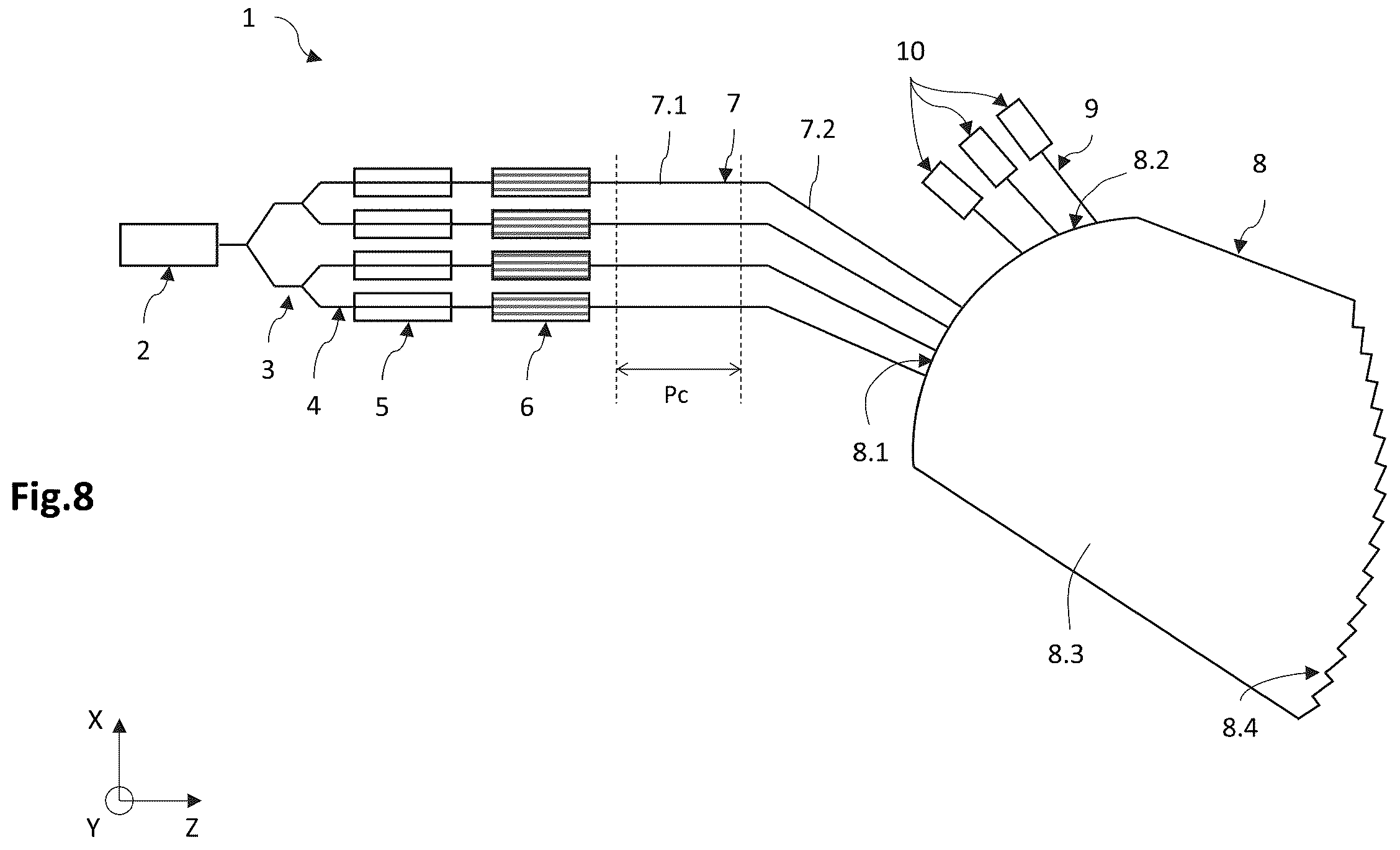 Patent US12174514 Figure 6 – Optoelectronic transmitter with phased array antenna comprising an integrated control device