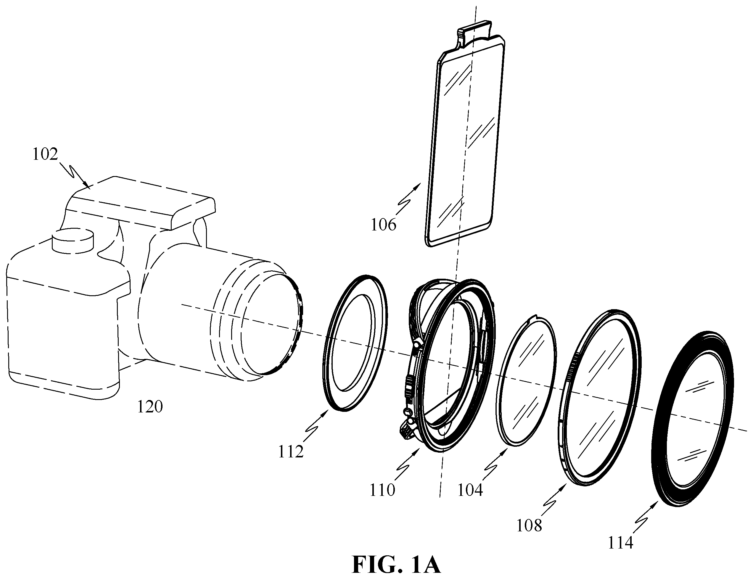 Patent US12174516 Figure 1 – Filter mounting device for a camera