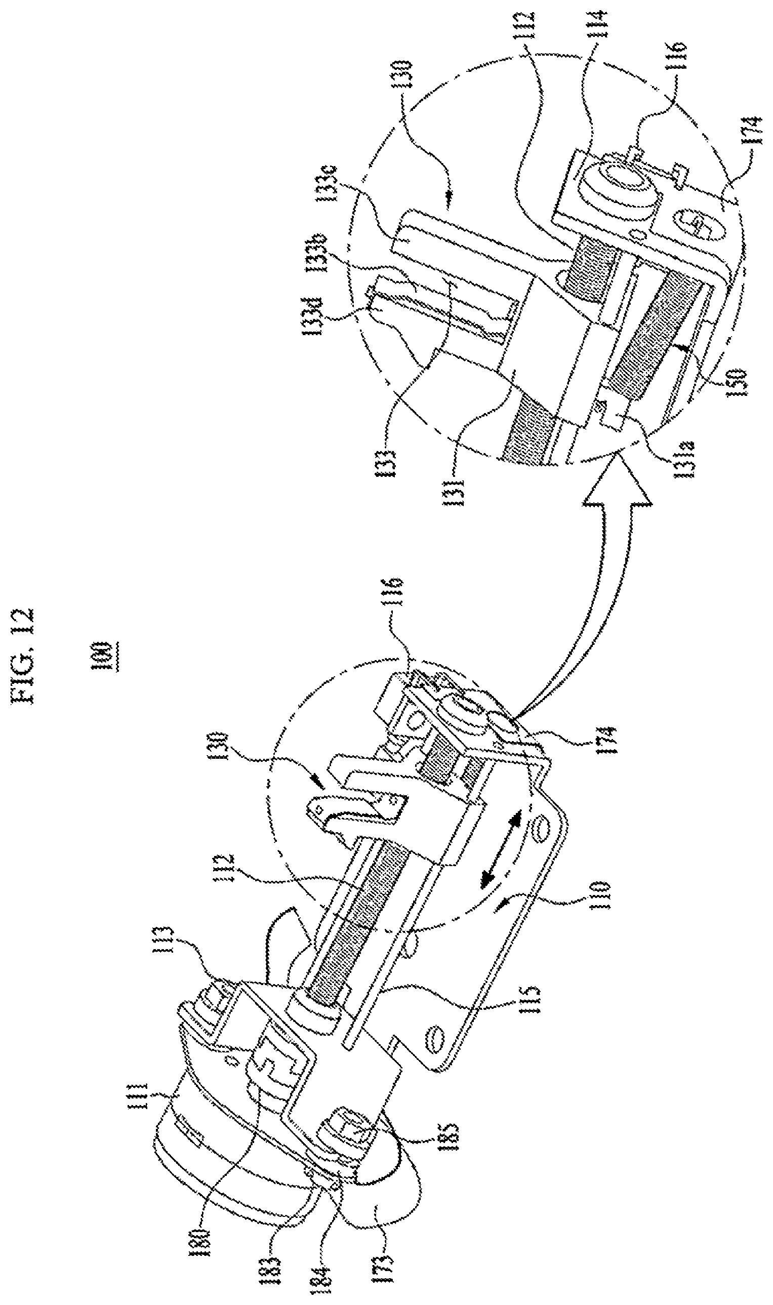 Patent US12174520 Figure 12 – Actuator module of vehicle head-up display