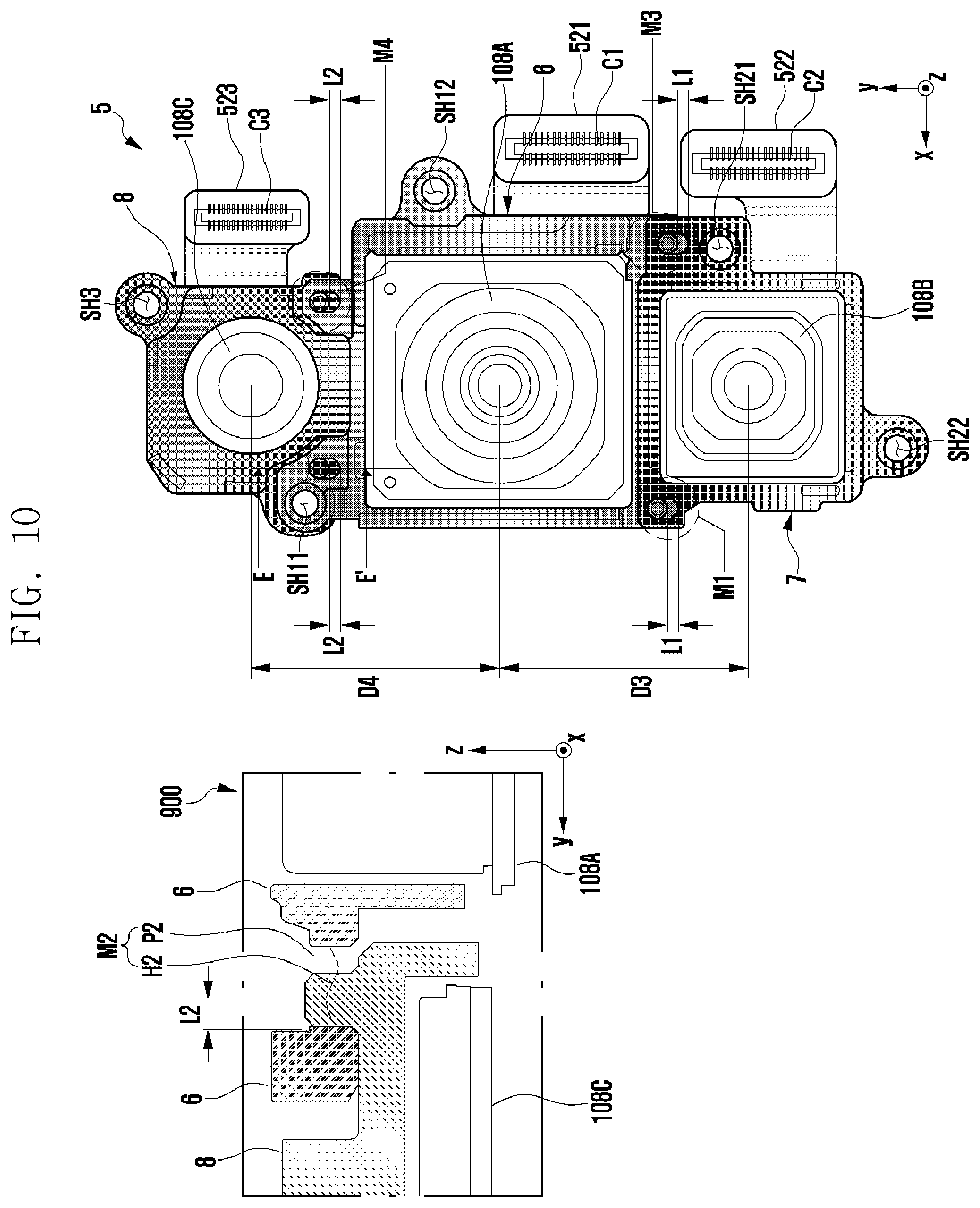 Patent US12174522 Figure 10 – Camera bracket and electronic device including same