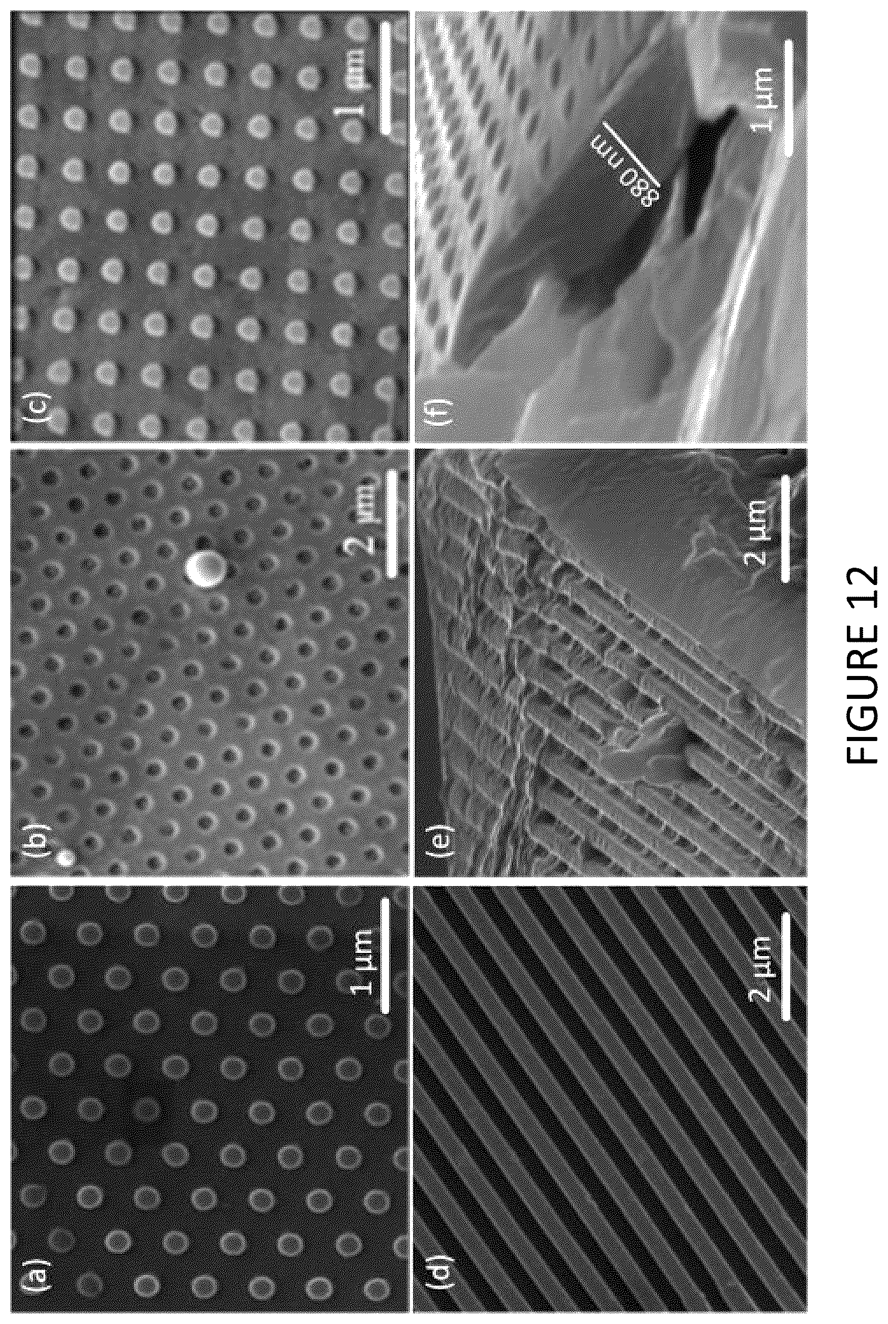 Patent US12174530 Figure 12 – Nano-patterning methods including: (1) patterning of nanophotonic structures at optical fiber tip for refractive index sensing and (2) plasmonic crystal incorporating graphene oxide gas sensor for detection of volatile organic compounds