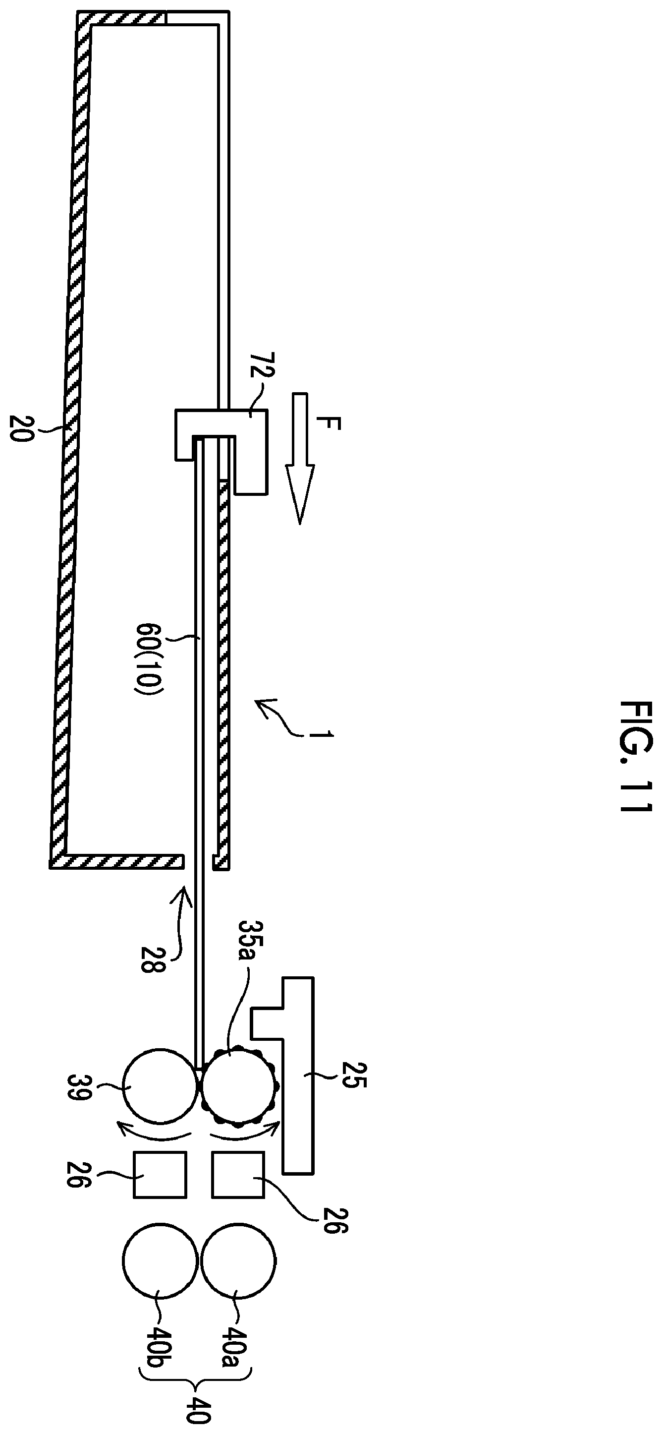 Patent US12174535 Figure 11 – Printer device, printing method, and program for outputting an exposure start signal without requiring a film detection device