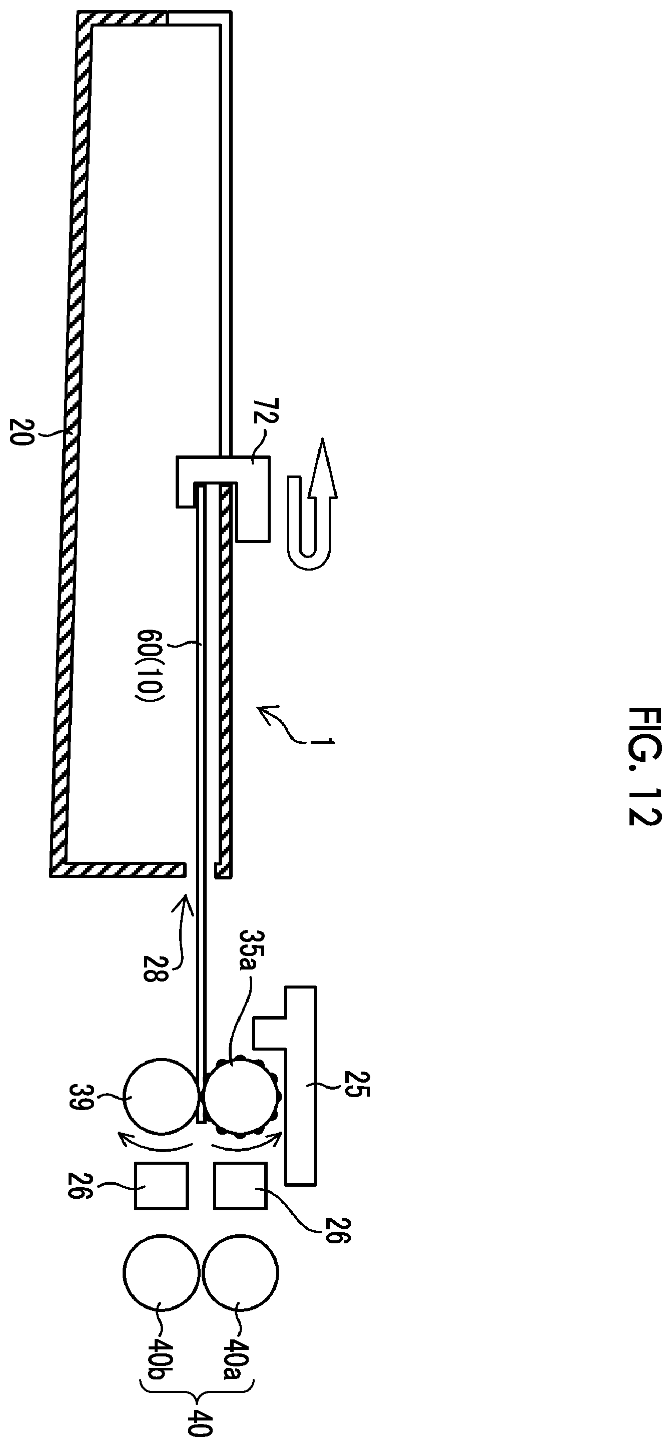 Patent US12174535 Figure 12 – Printer device, printing method, and program for outputting an exposure start signal without requiring a film detection device