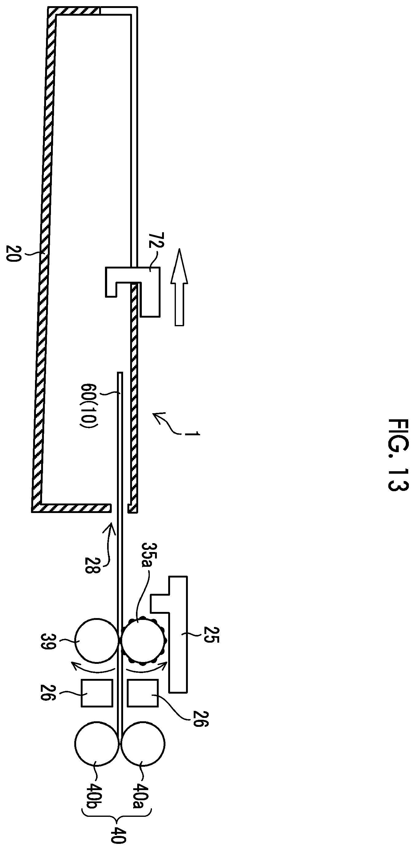 Patent US12174535 Figure 13 – Printer device, printing method, and program for outputting an exposure start signal without requiring a film detection device