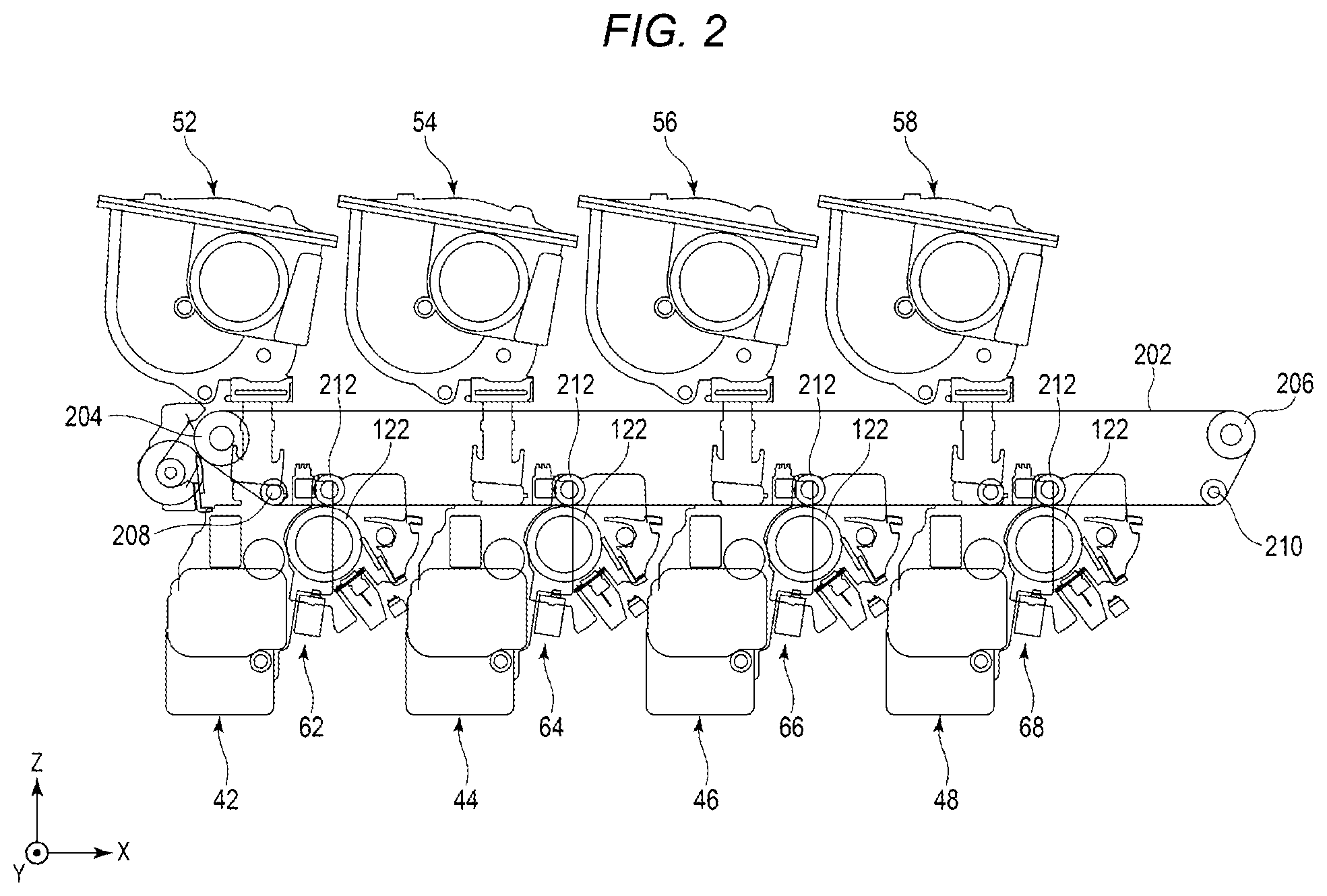 Patent US12174554 Figure 2 – Image forming apparatus with repositionable shutter assembly