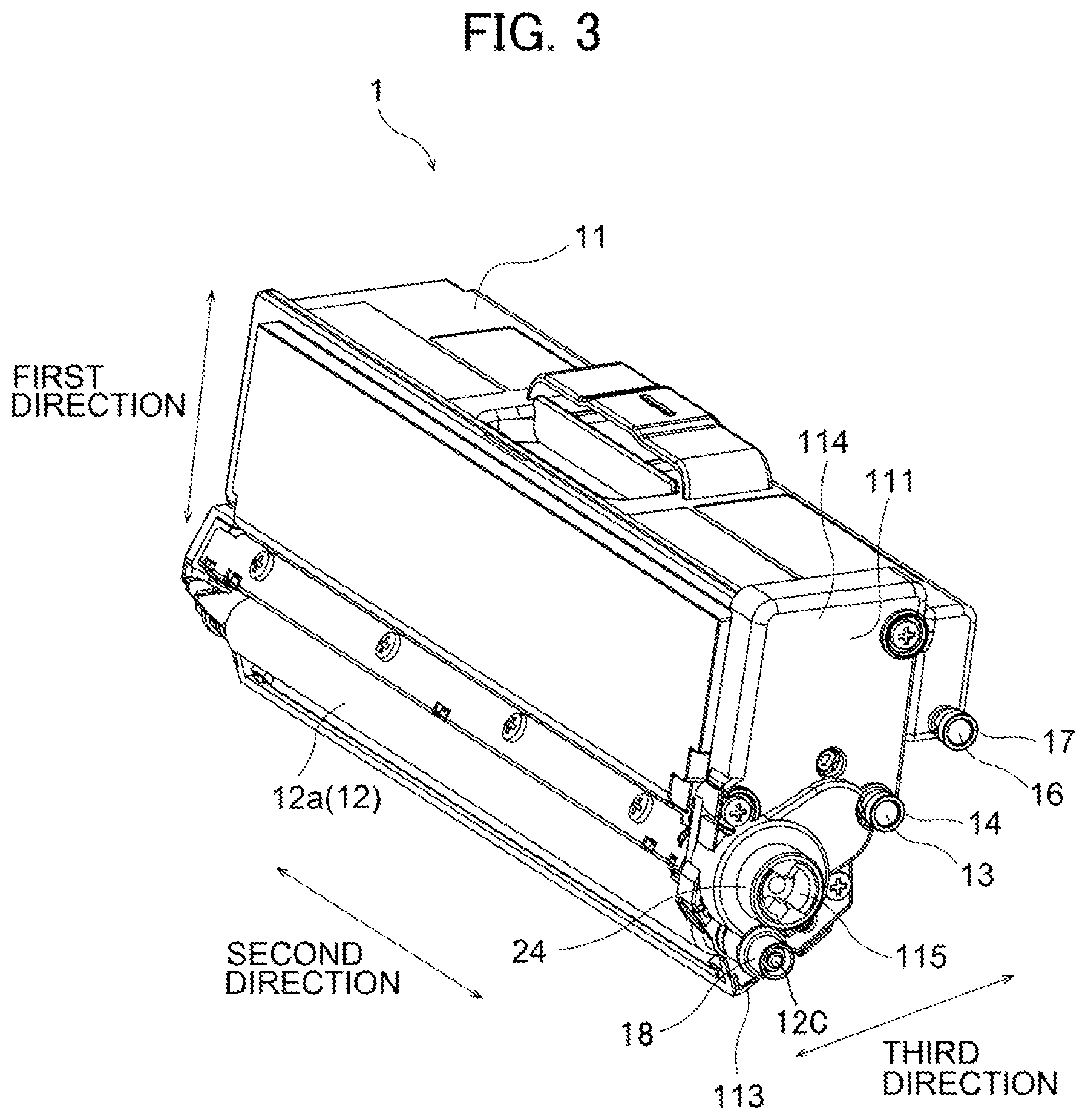 Patent US12174557 Figure 3 – Developer cartridge