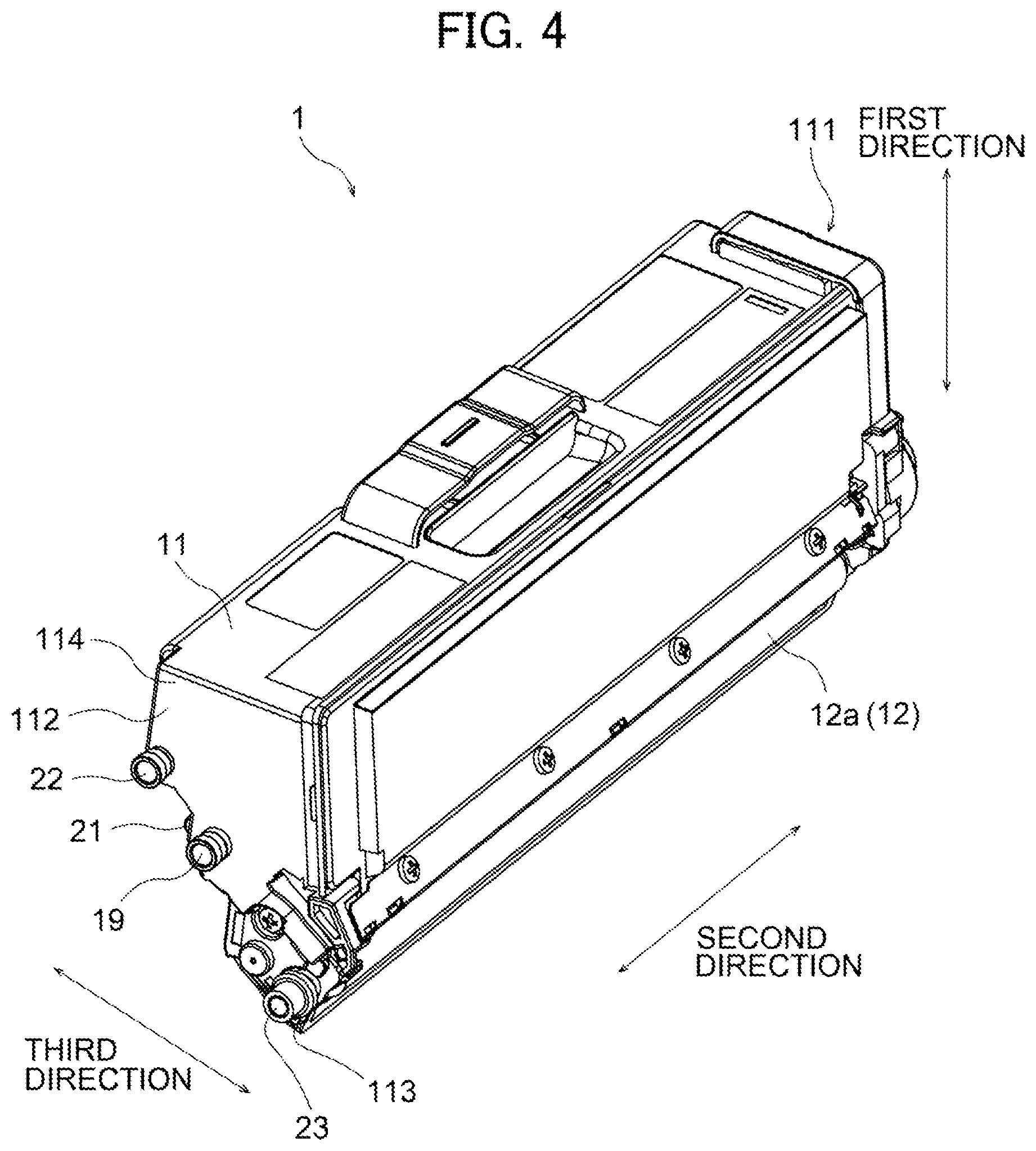 Patent US12174557 Figure 4 – Developer cartridge