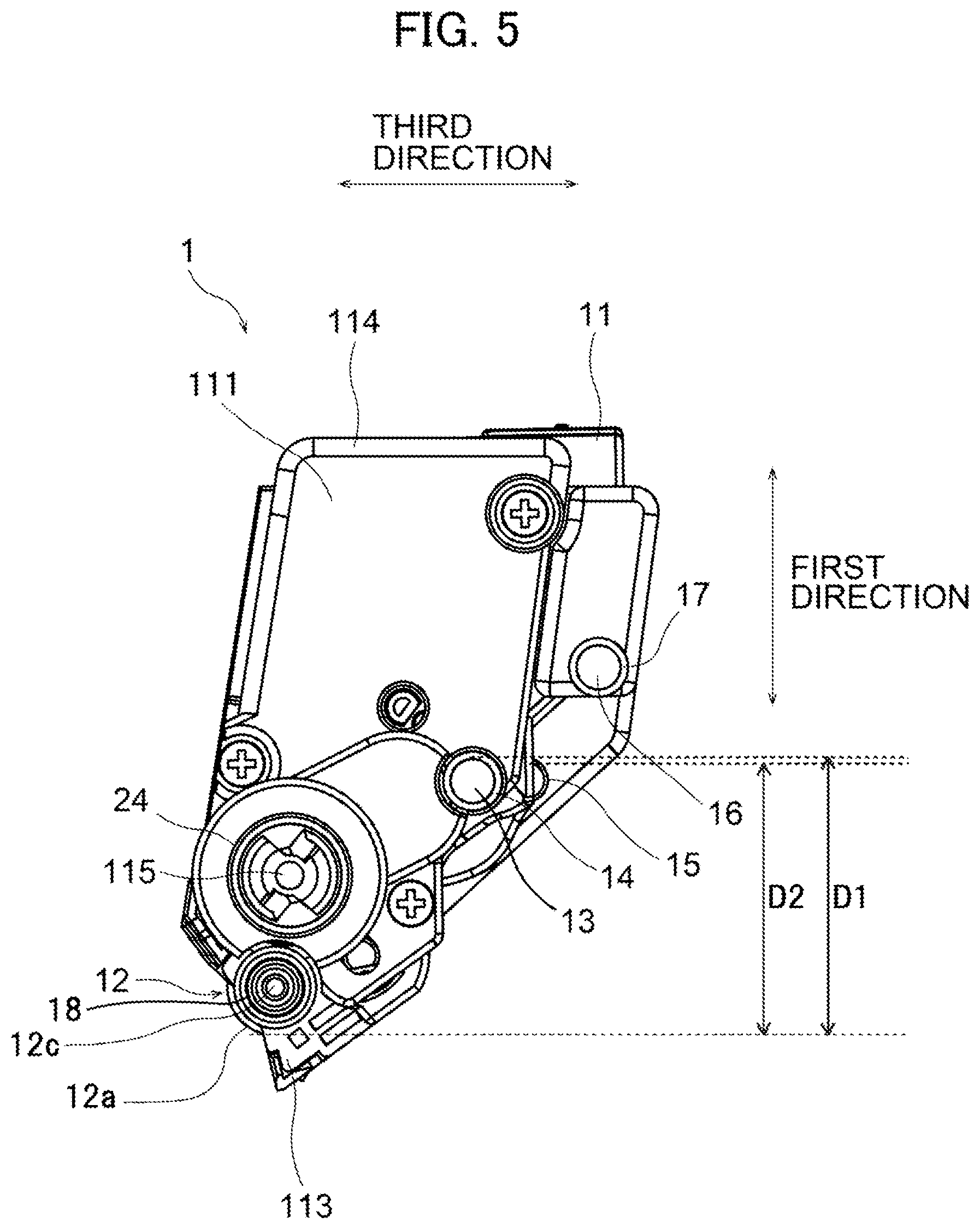 Patent US12174557 Figure 5 – Developer cartridge
