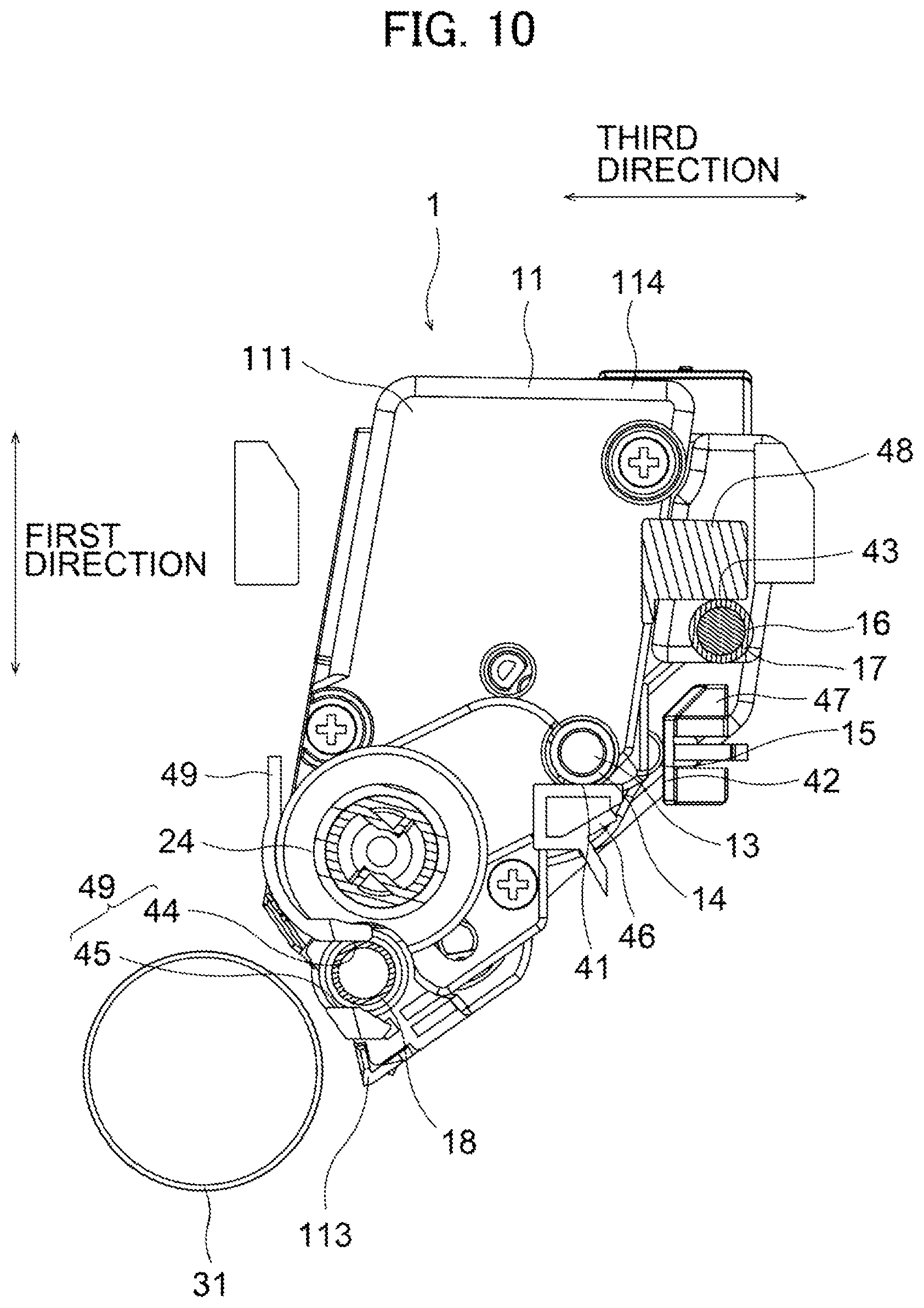 Patent US12174557 Figure 10 – Developer cartridge