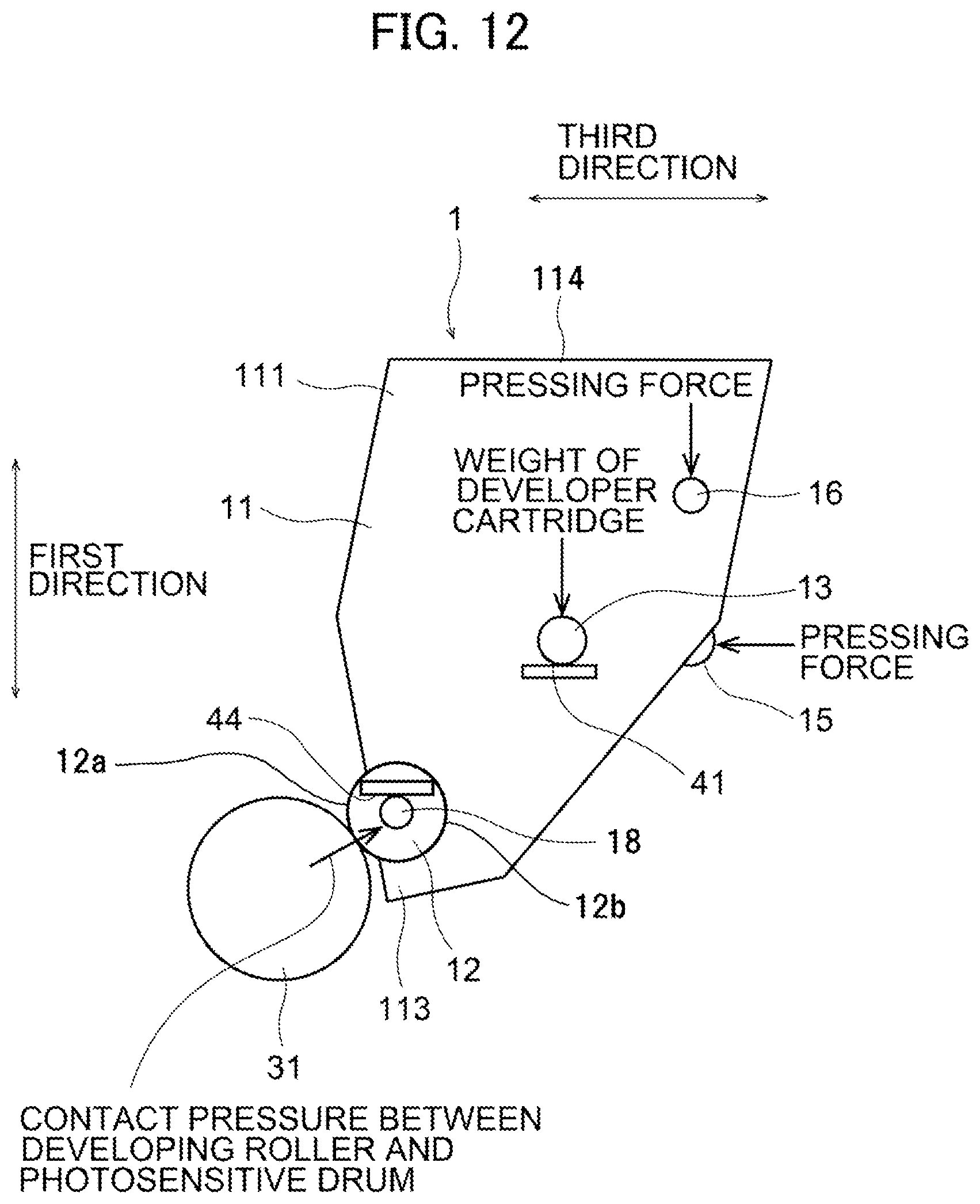 Patent US12174557 Figure 12 – Developer cartridge