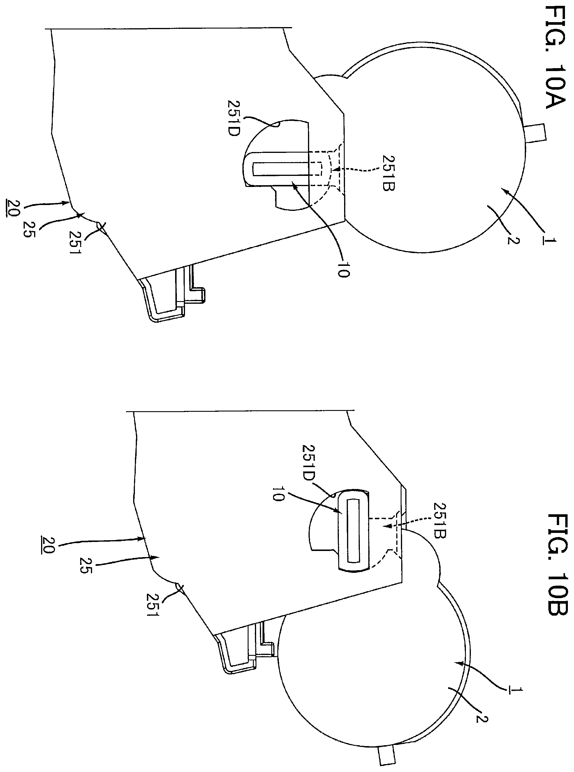 Patent US12174559 Figure 10 – Toner cartridge having electrical contact surface that can contact electrical contact surface of drum cartridge in accordance with pivotal movement of casing