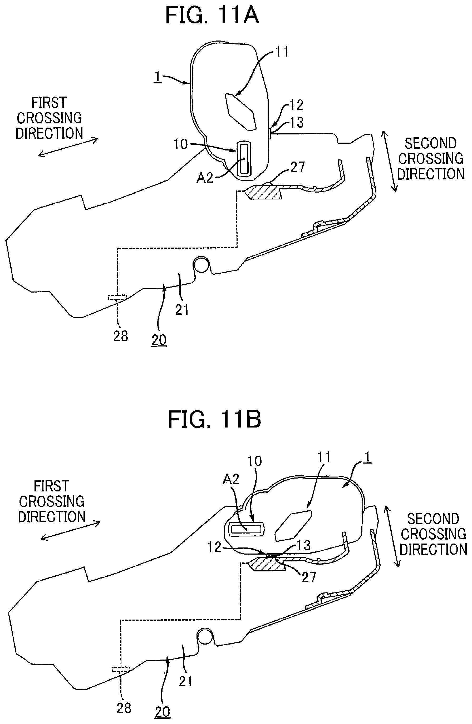 Patent US12174559 Figure 11 – Toner cartridge having electrical contact surface that can contact electrical contact surface of drum cartridge in accordance with pivotal movement of casing