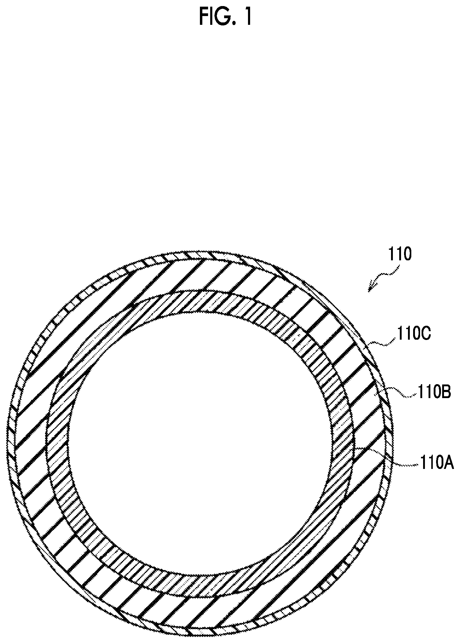Patent US12174571 — Fixing belt including layer of polyimide and specific filler, fixing device including the fixing belt, and image forming apparatus including the fixing device — Figure 1