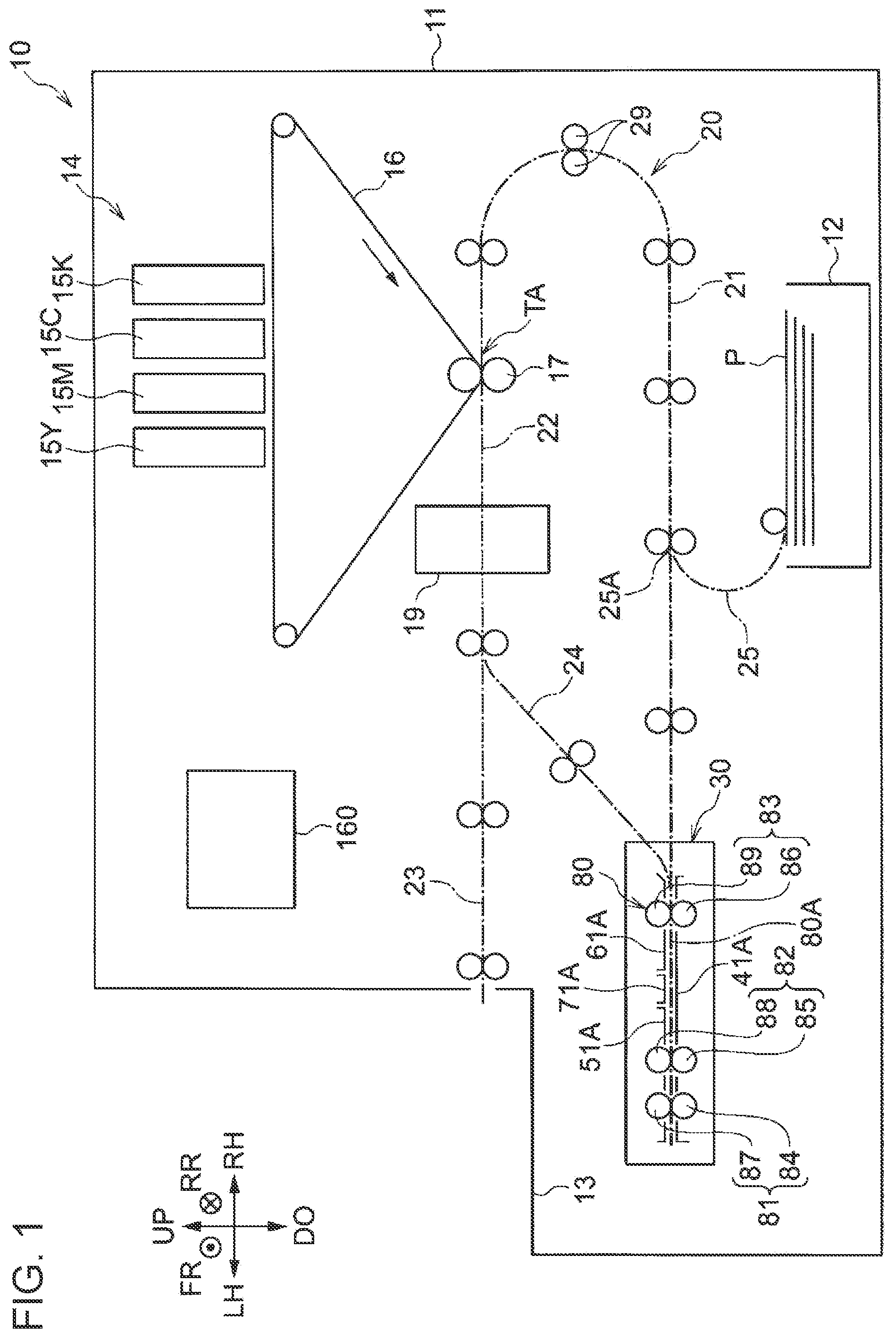 Patent US12174574 Figure 1 – Detection device and image forming apparatus