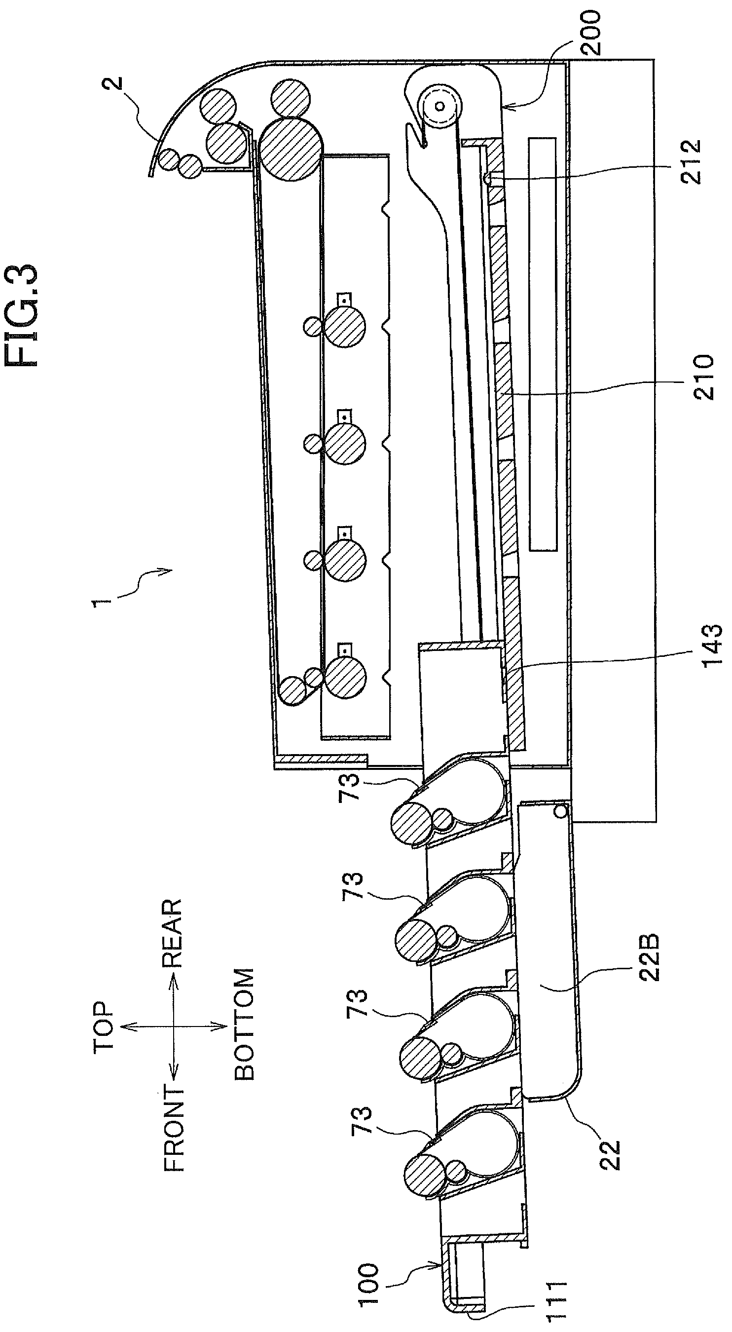 Patent US12174581 Figure 3 – Image-forming device having guide to guide drawer supporting developing units in main casing