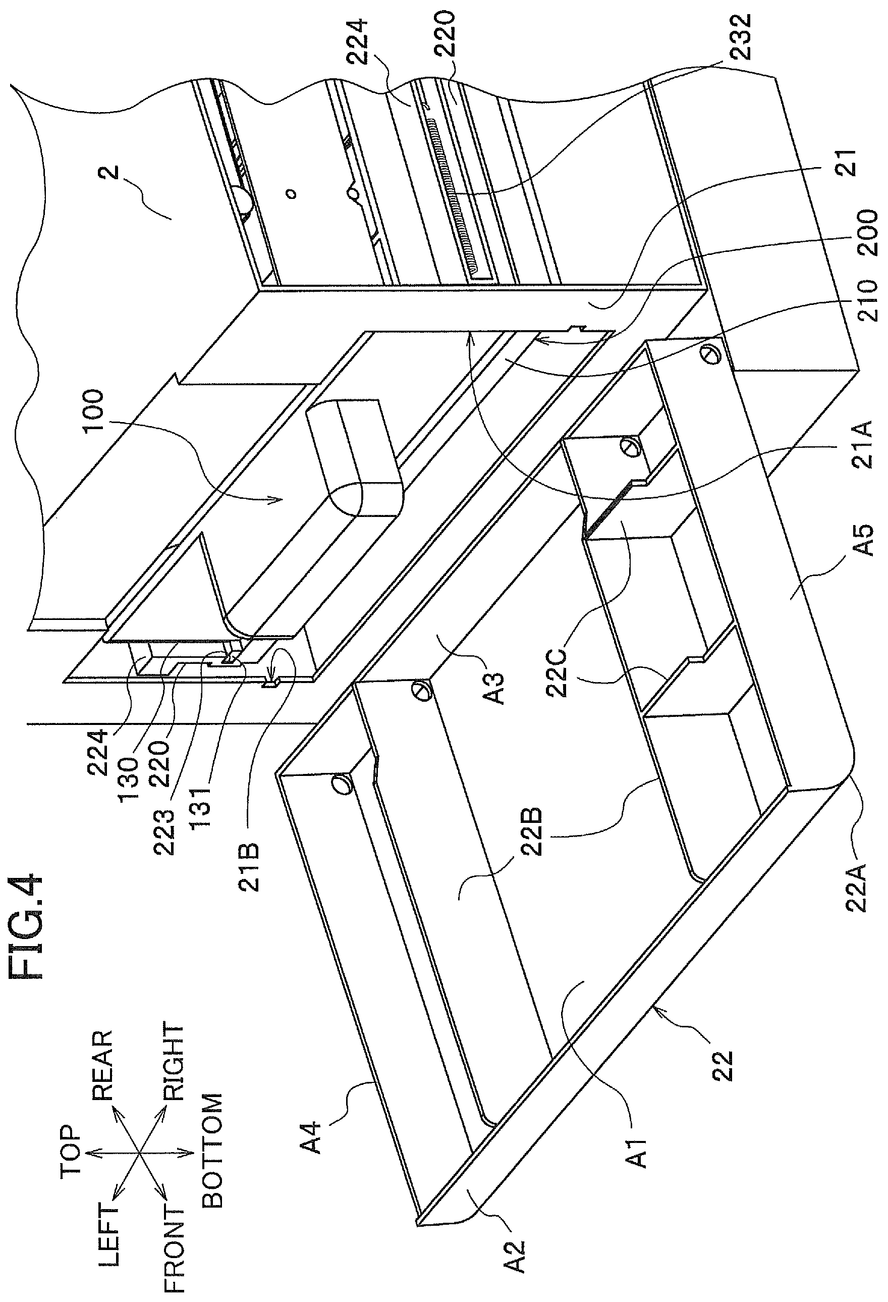 Patent US12174581 Figure 4 – Image-forming device having guide to guide drawer supporting developing units in main casing